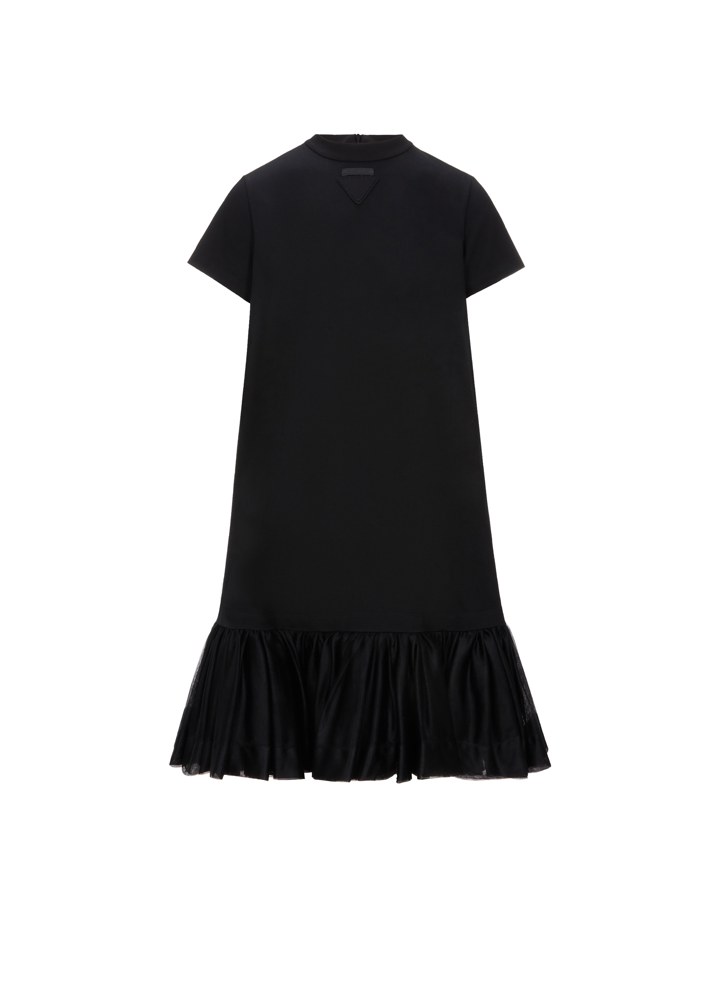 PRADA Robe t-shirt à volants en coton Noir