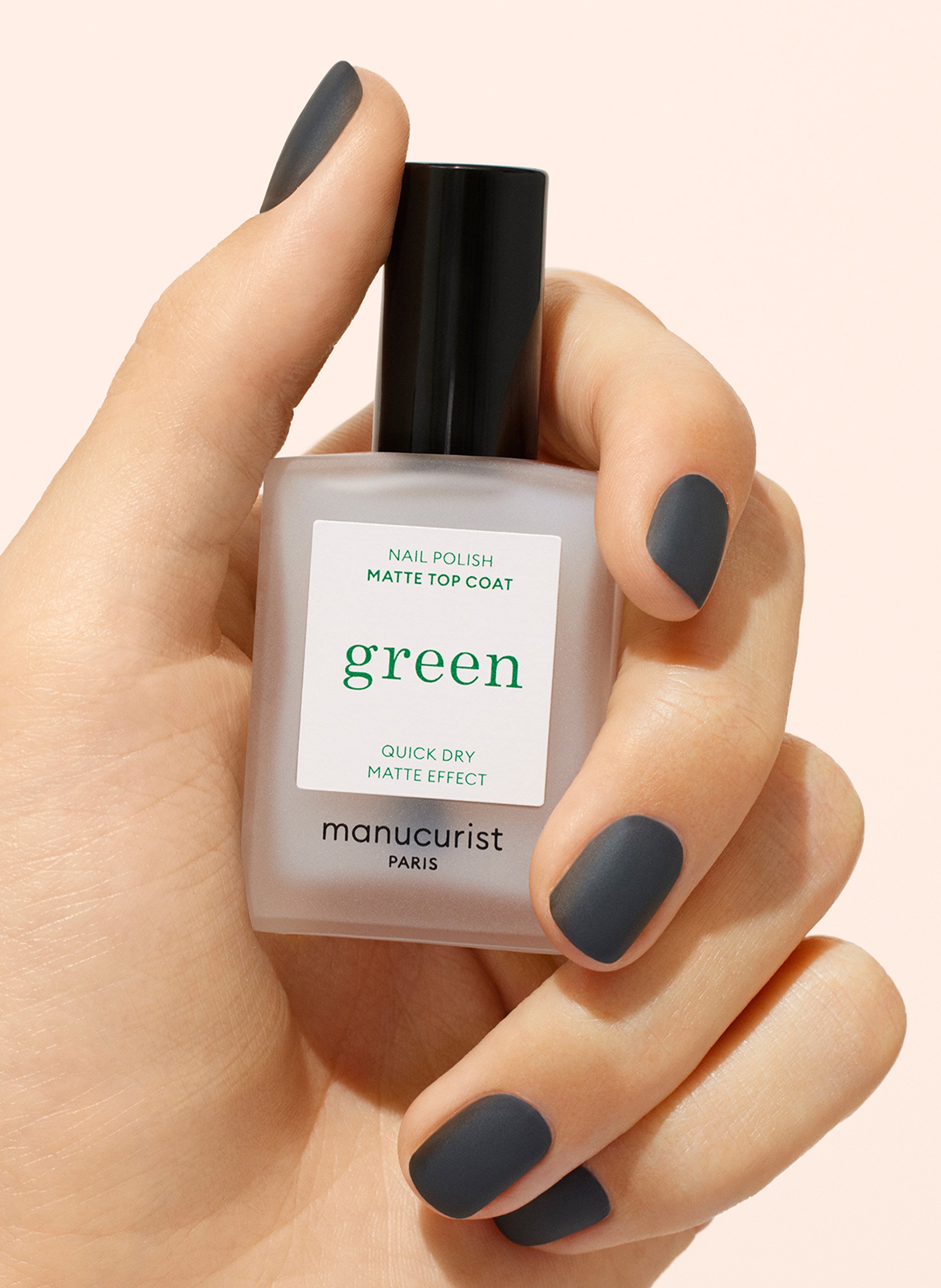 Matte Green Nail Polish - top coat MANUCURIST No color