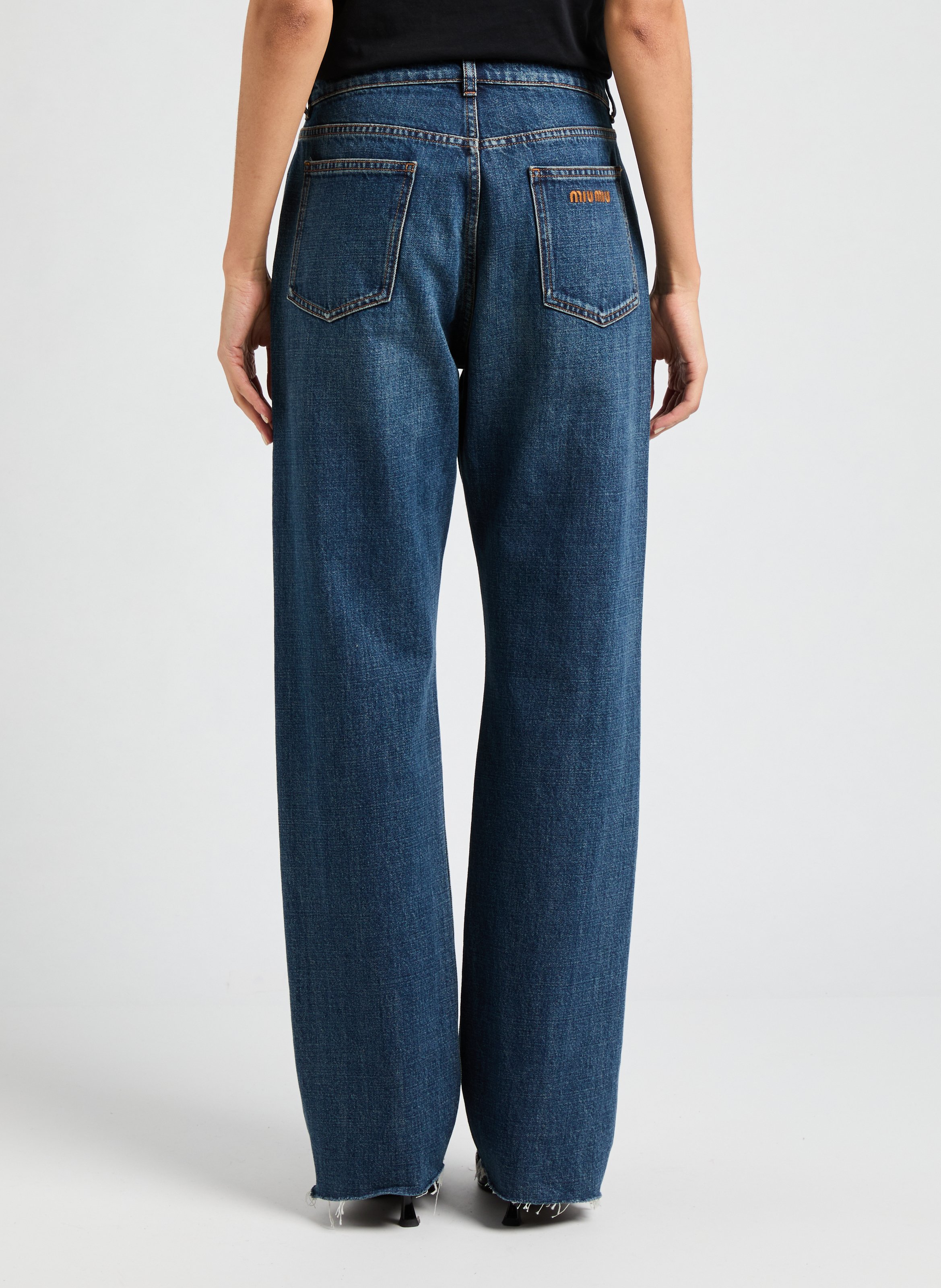 Jean droit en coton  MIU MIU Bleu