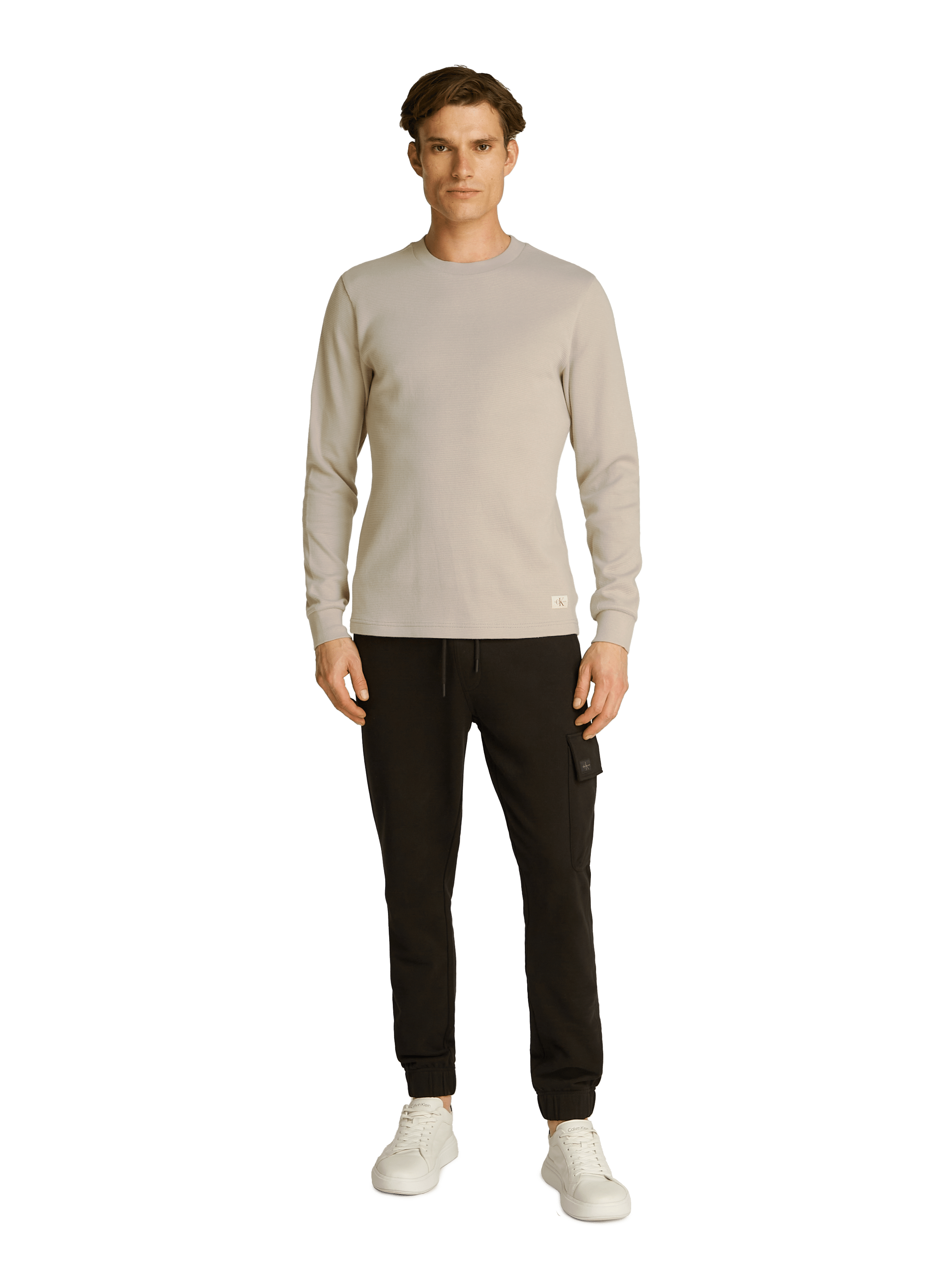 Long-sleeve waffled T-shirt Grey