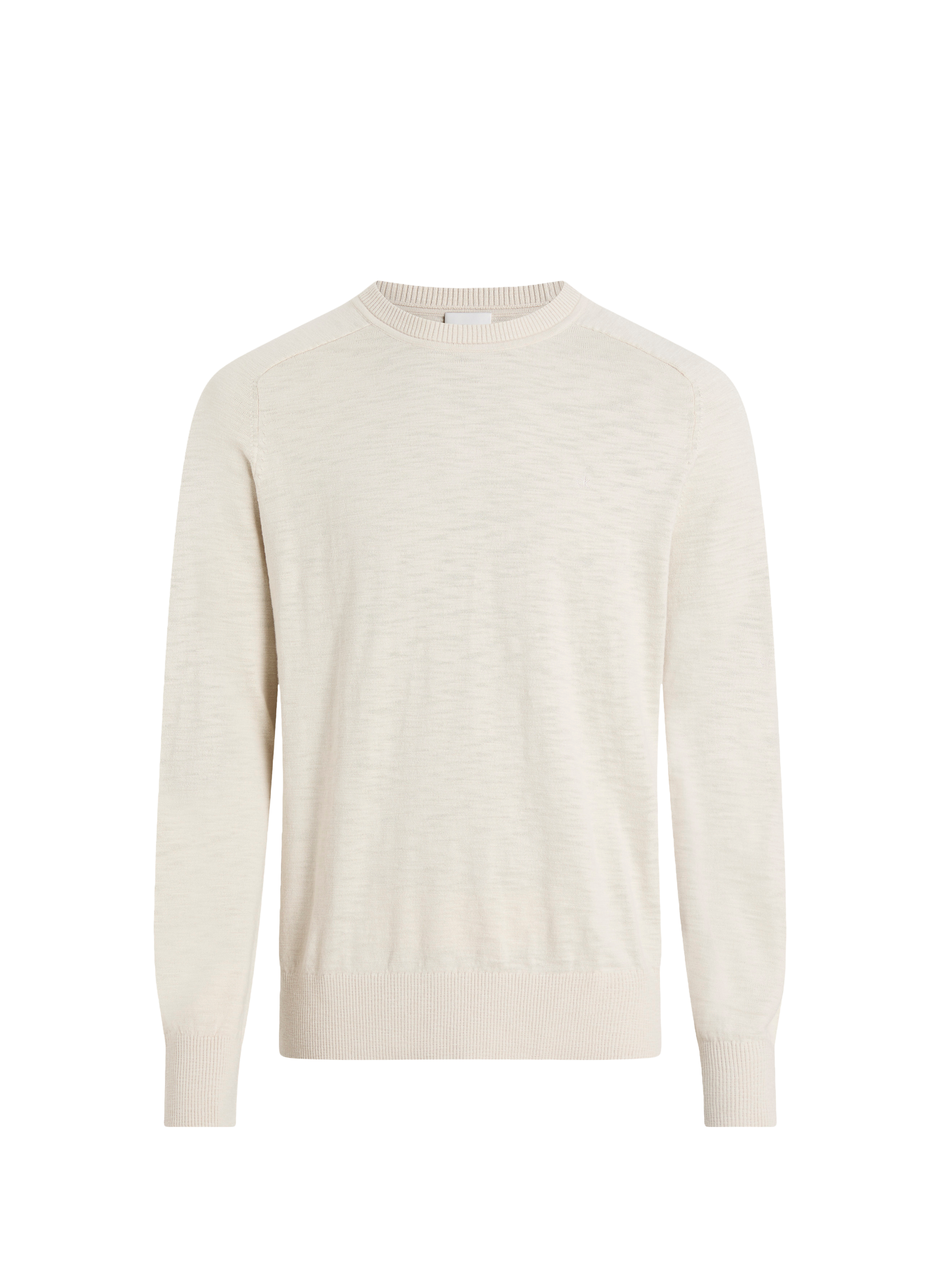 Pull col rond en coton CALVIN KLEIN Beige