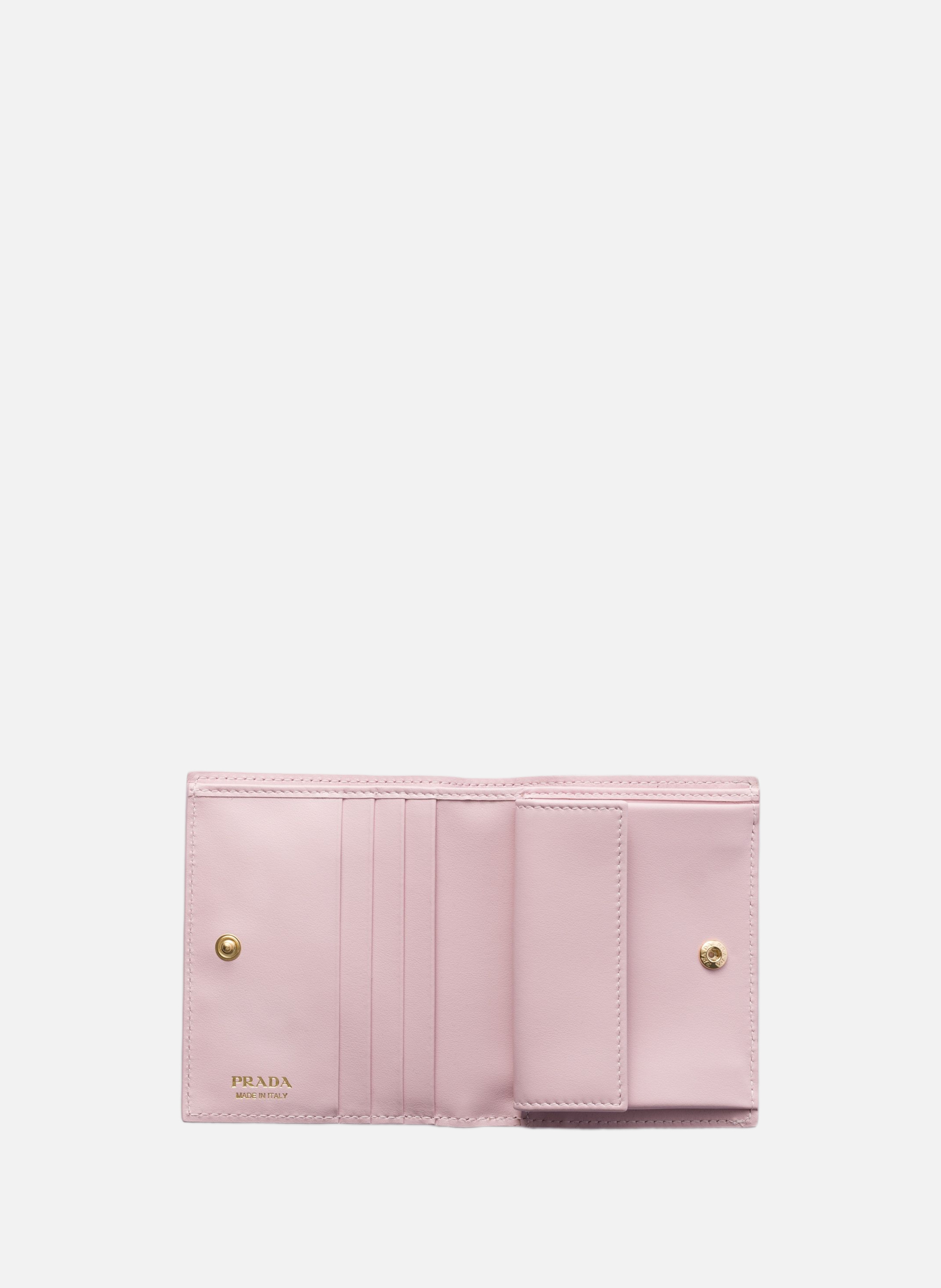 Petit portefeuille en cuir saffiano à imprimé flor PRADA Rose