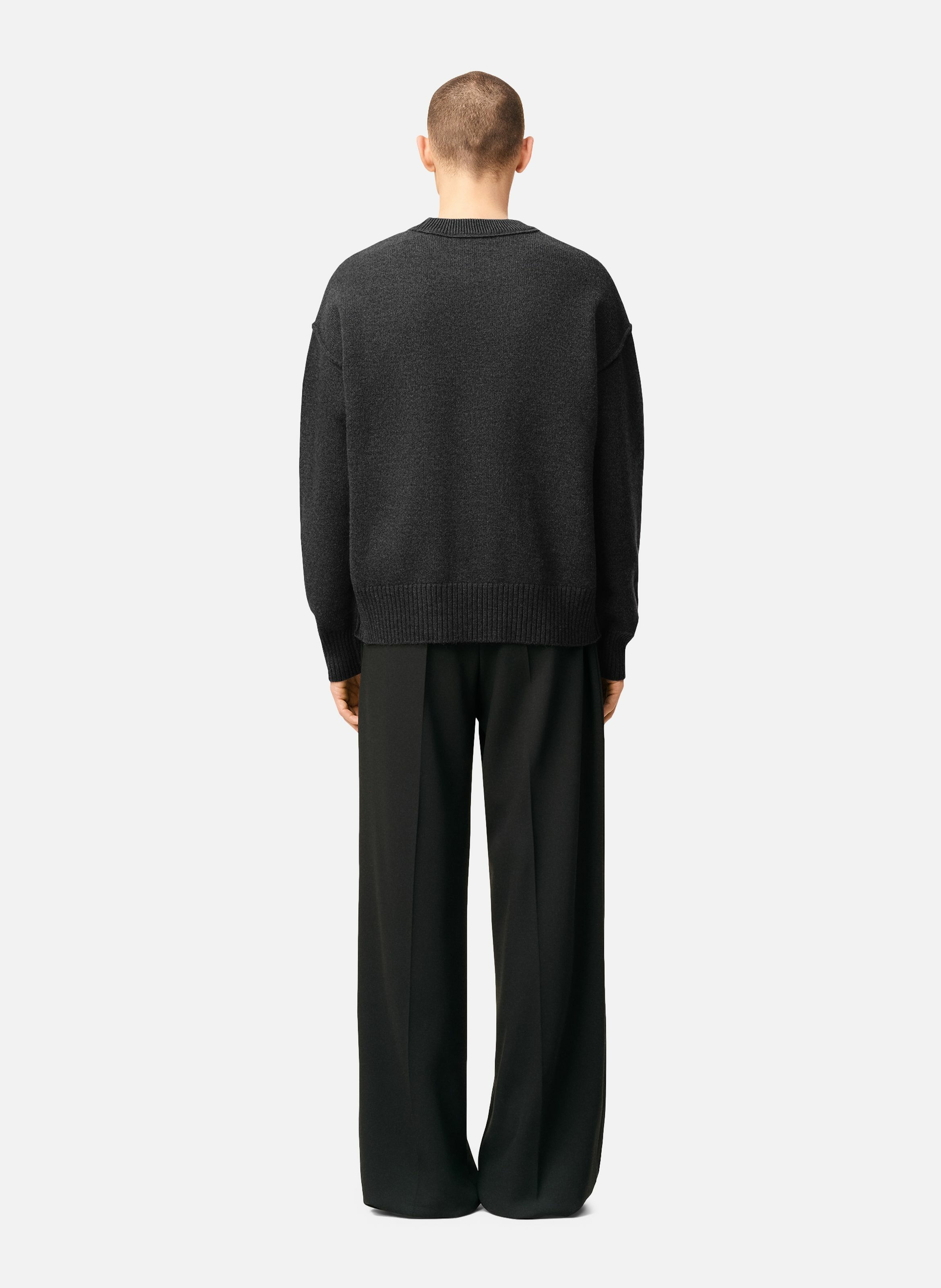 Pull Col Rond Ami De Coeur En Laine unisexe AMI PARIS Gris