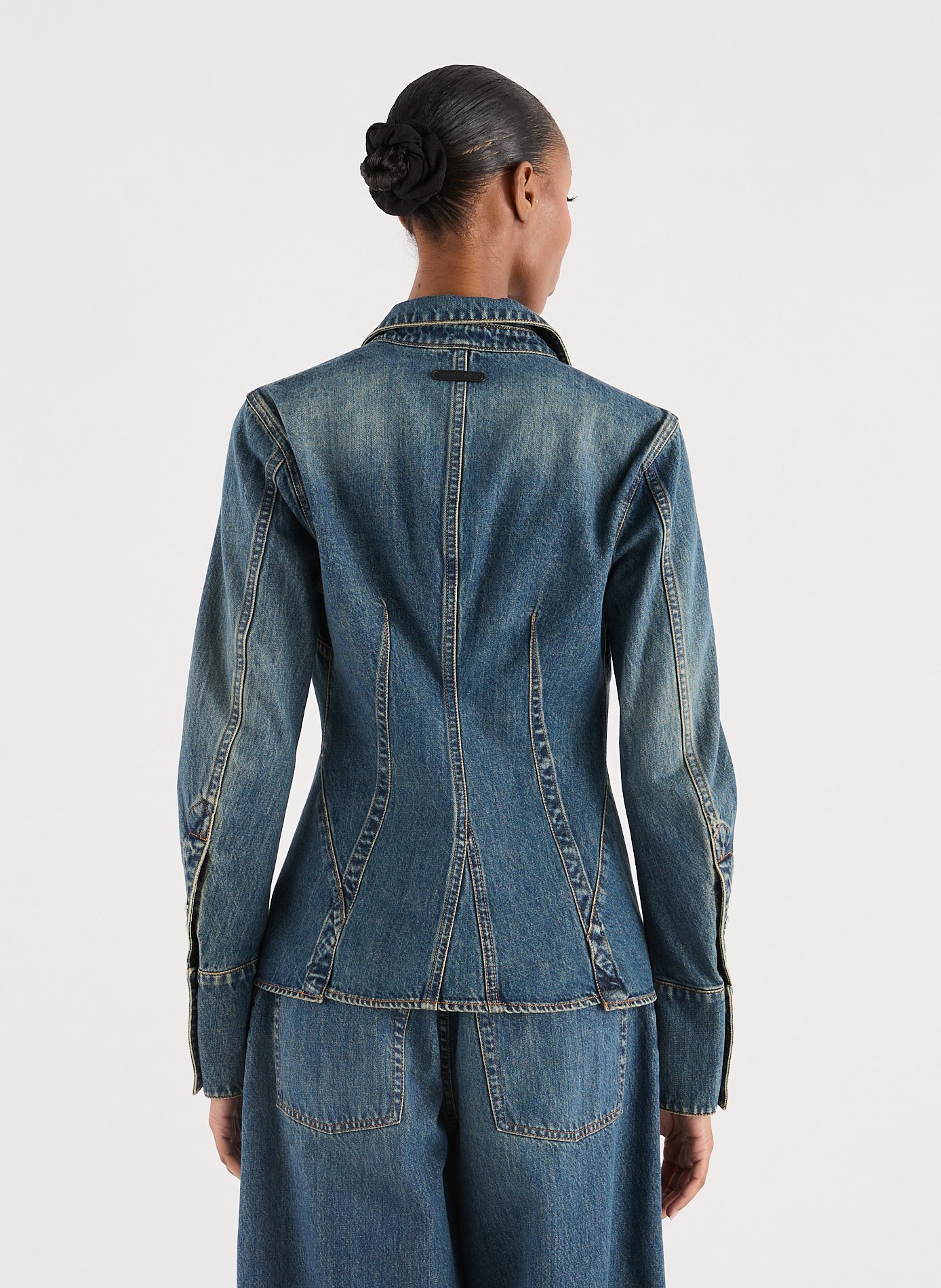 Cotton denim bustier shirt HELMUT LANG Blue
