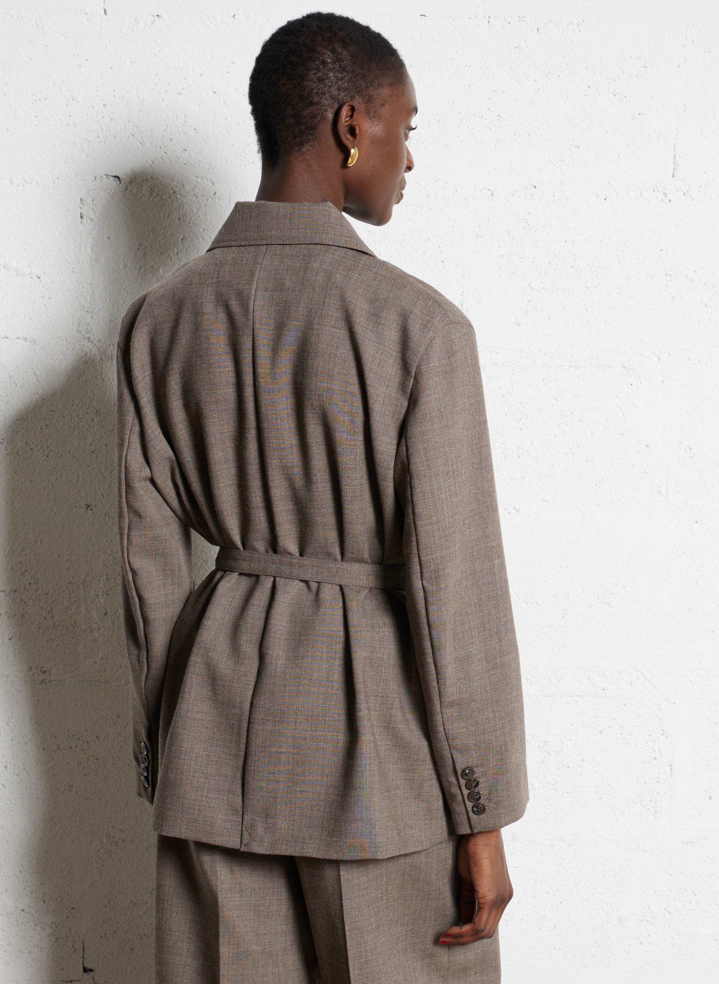 Veste droite en laine drew SOEUR Marron