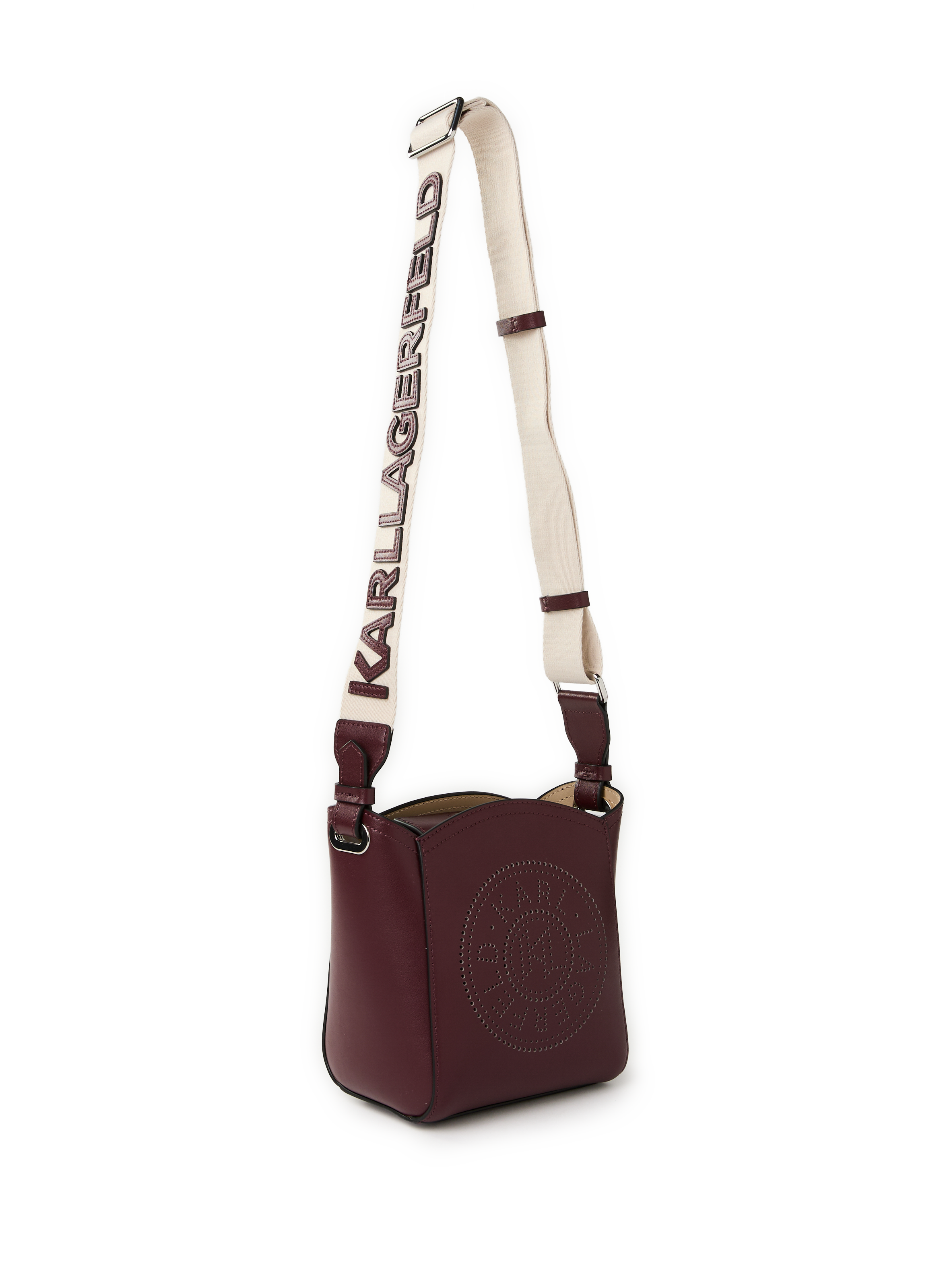 Petit sac bandoulière seau en cuir KARL LAGERFELD Rouge