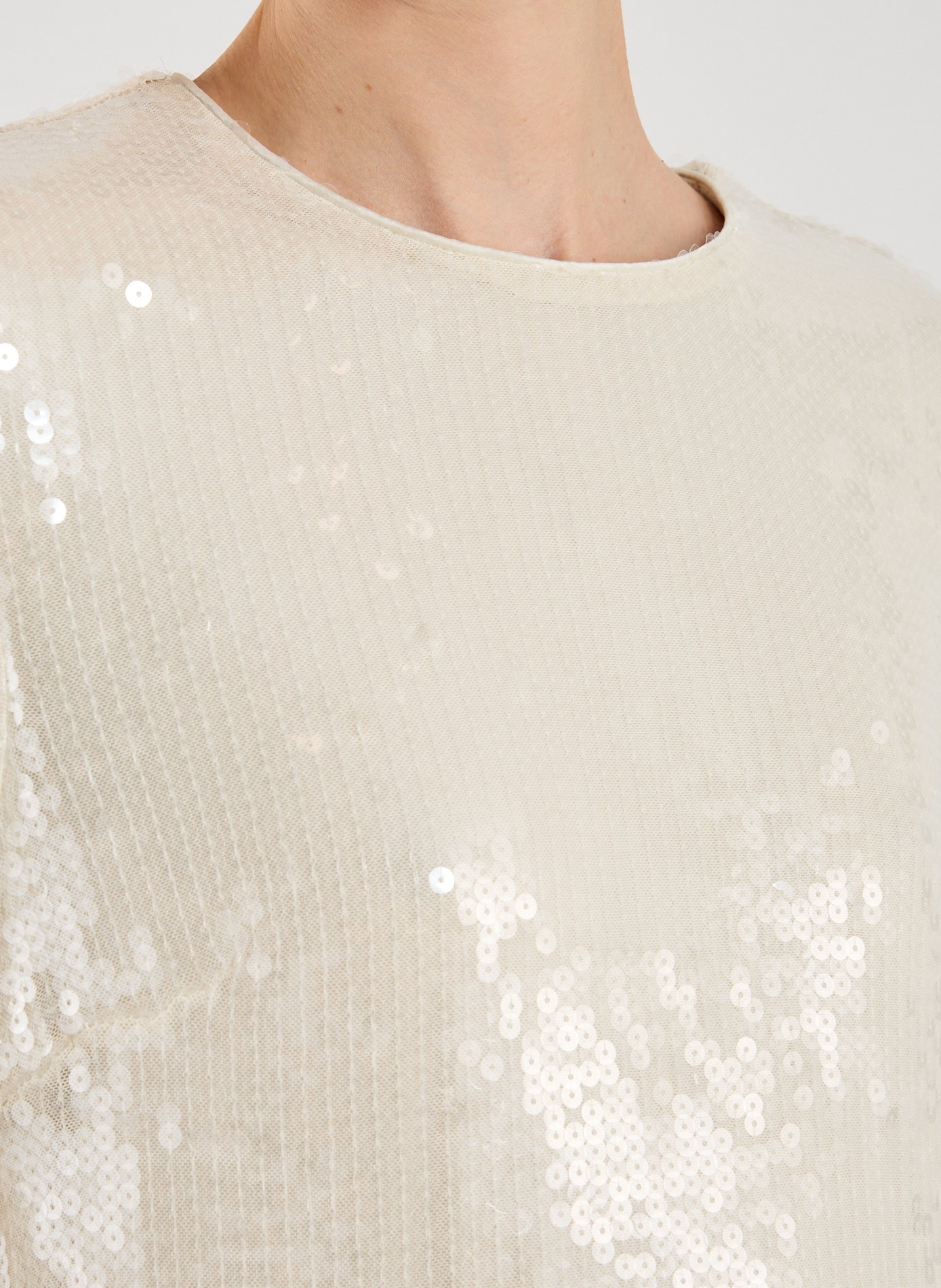 Robe longue en sequins ROTATE Beige