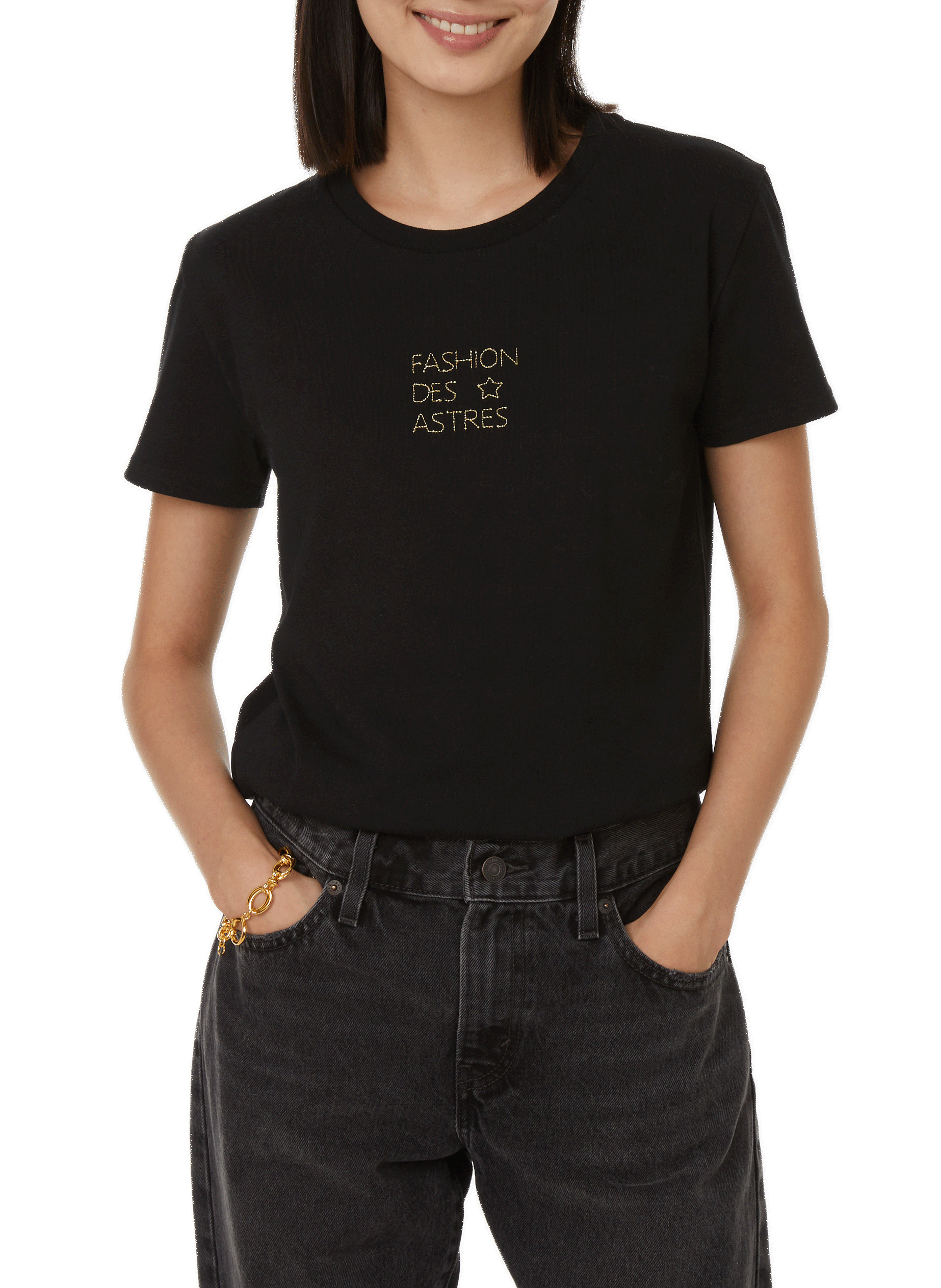 SAISON 1865 T-shirt with embroidered inscription Black