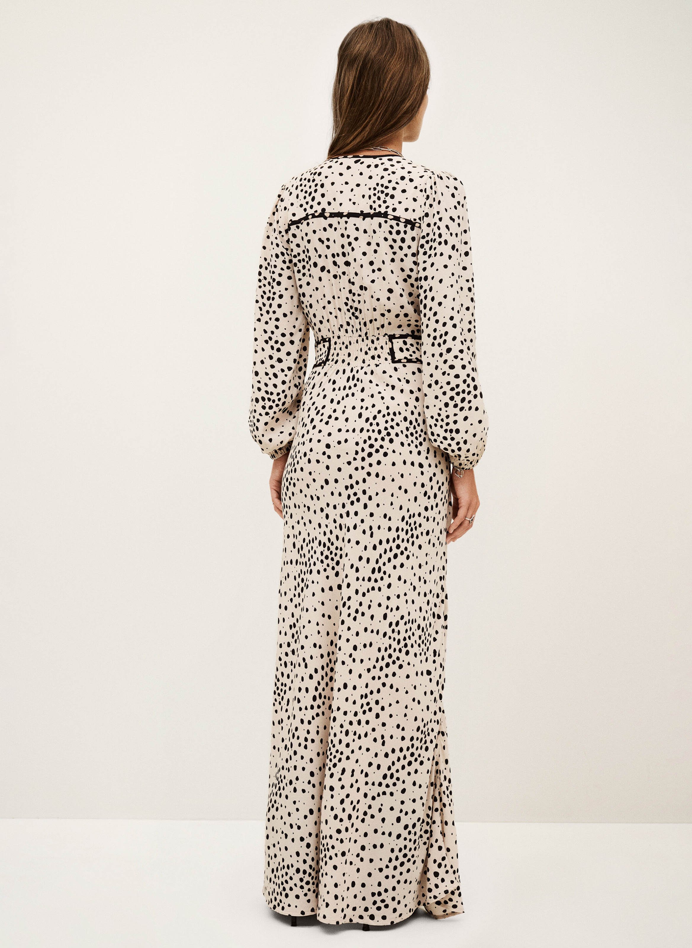 Robe longue col v à pois derby BA&SH Beige