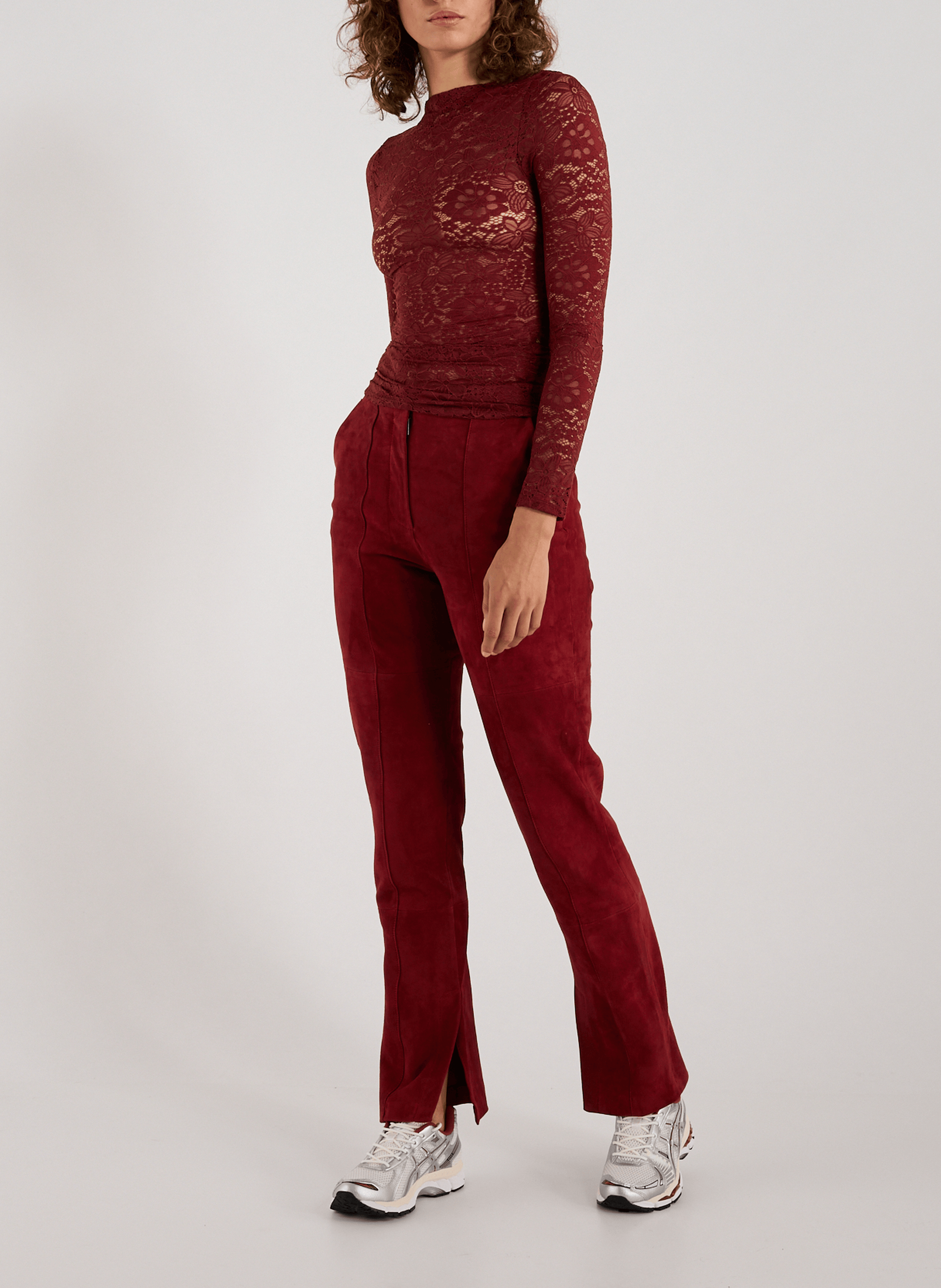 Flare leather pants in suede cowhide TOPSHOP Orange