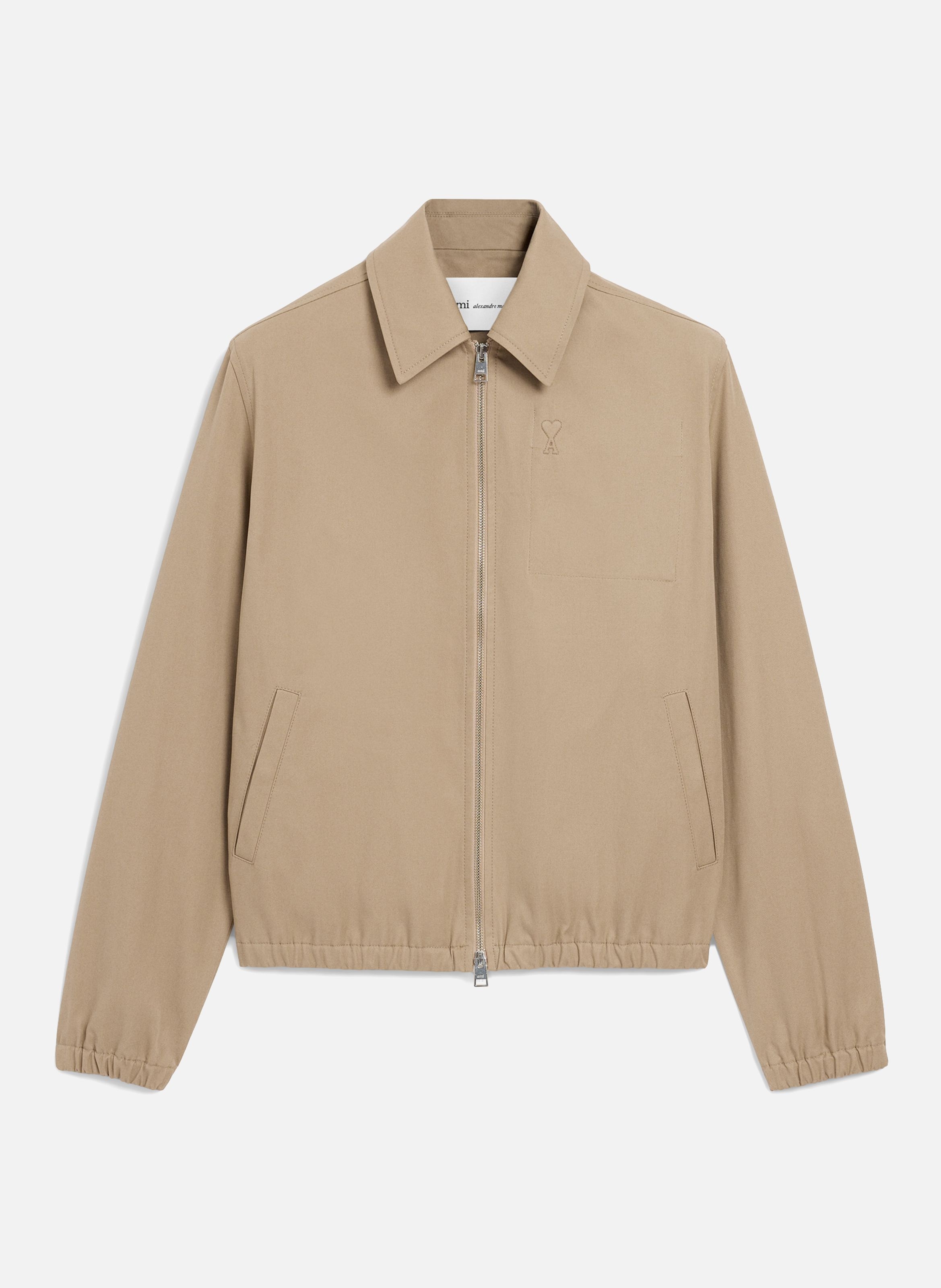 Blouson zippé ami de coeur en coton AMI PARIS Beige
