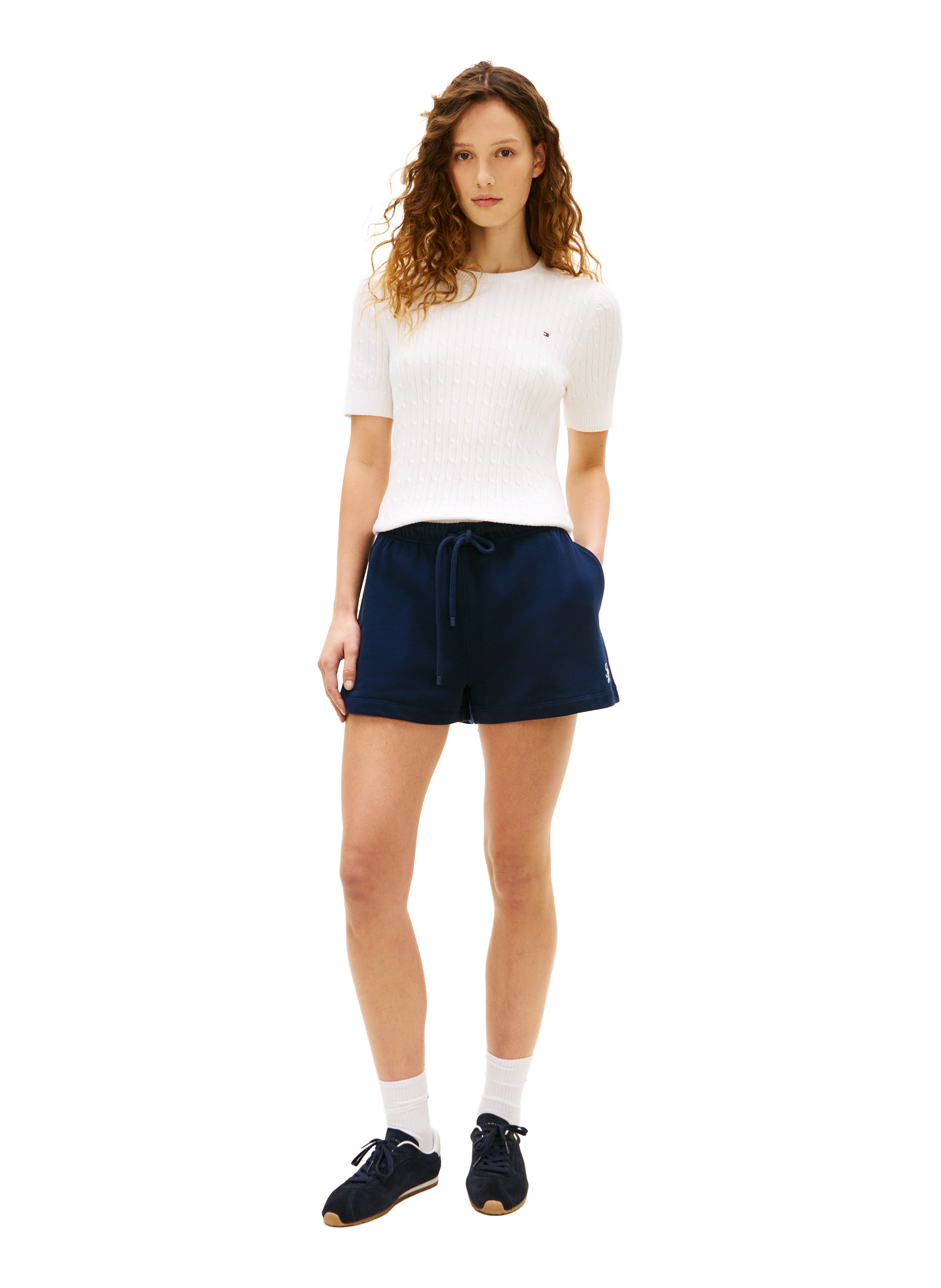 Short court en coton mélangé TOMMY HILFIGER Bleu