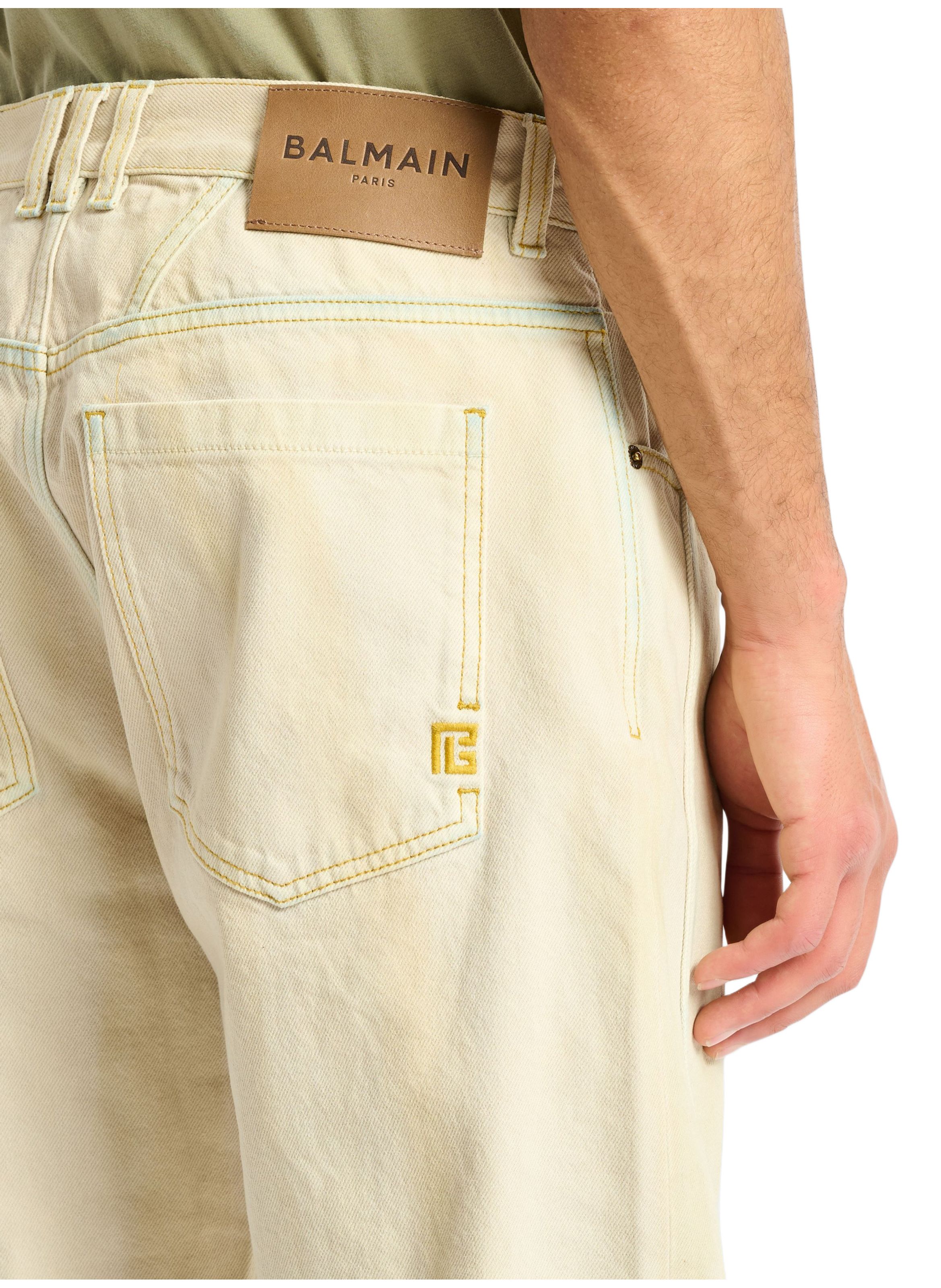 Jean en denim délavé BALMAIN Beige