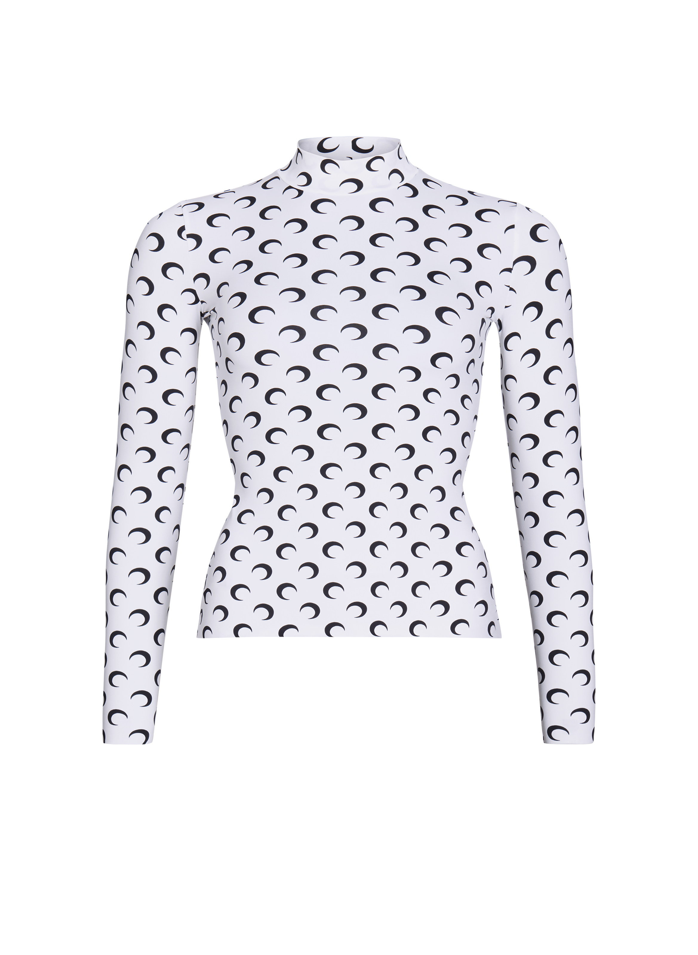 Top col montant manches longues en jersey imprimé moon MARINE SERRE Blanc