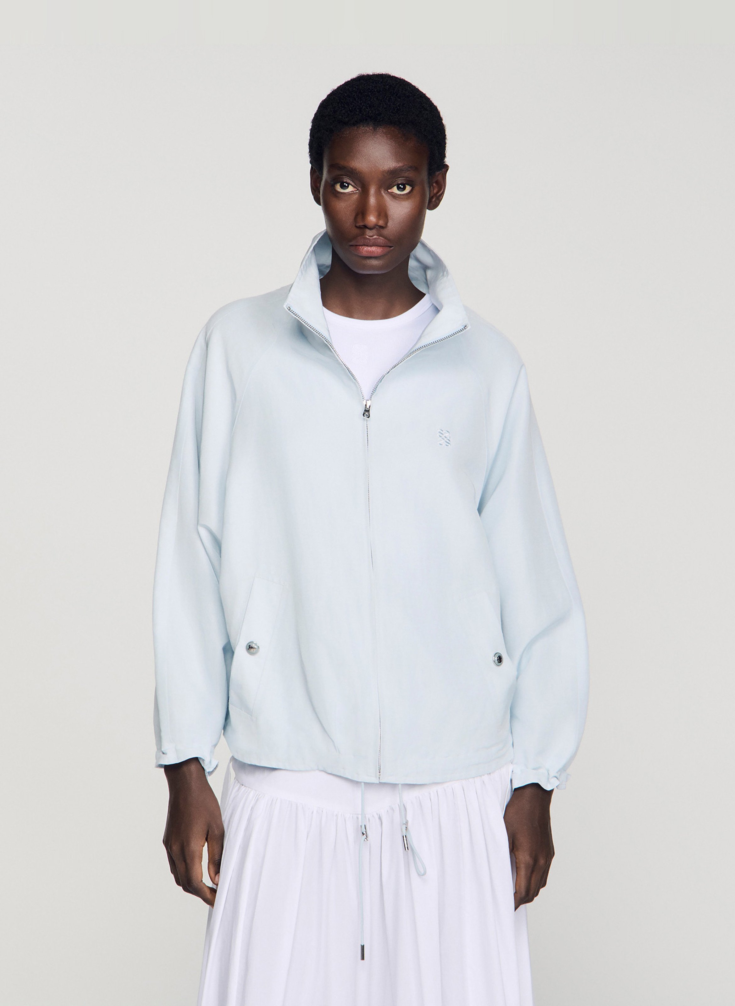 Blouson zippé oversize col montant SANDRO Bleu