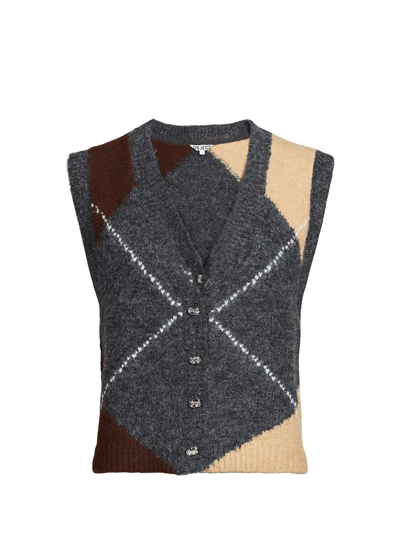 Sleeveless V-neck vest OBJECT Grey