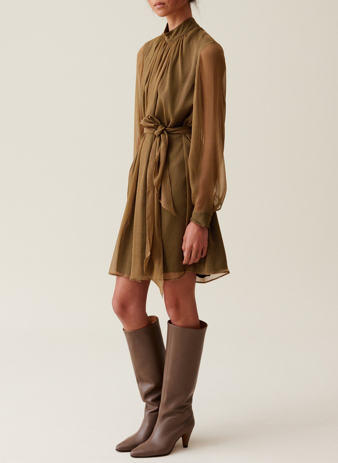 Robe courte col lavallière CLAUDIE PIERLOT Jaune