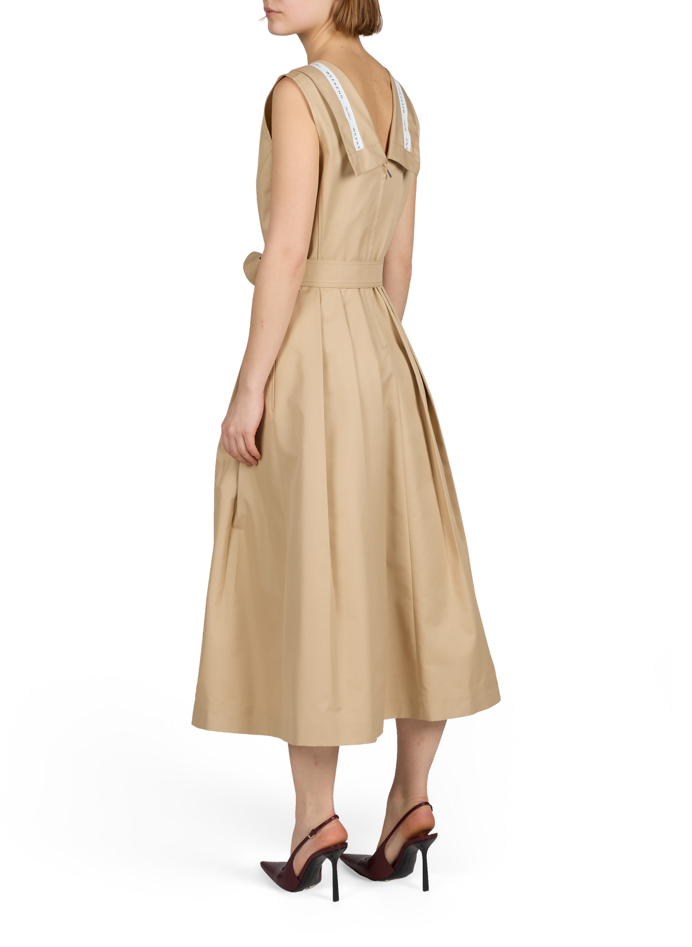 Robe midi sans manches en gabardine de coton MAX MARA WEEK END Beige
