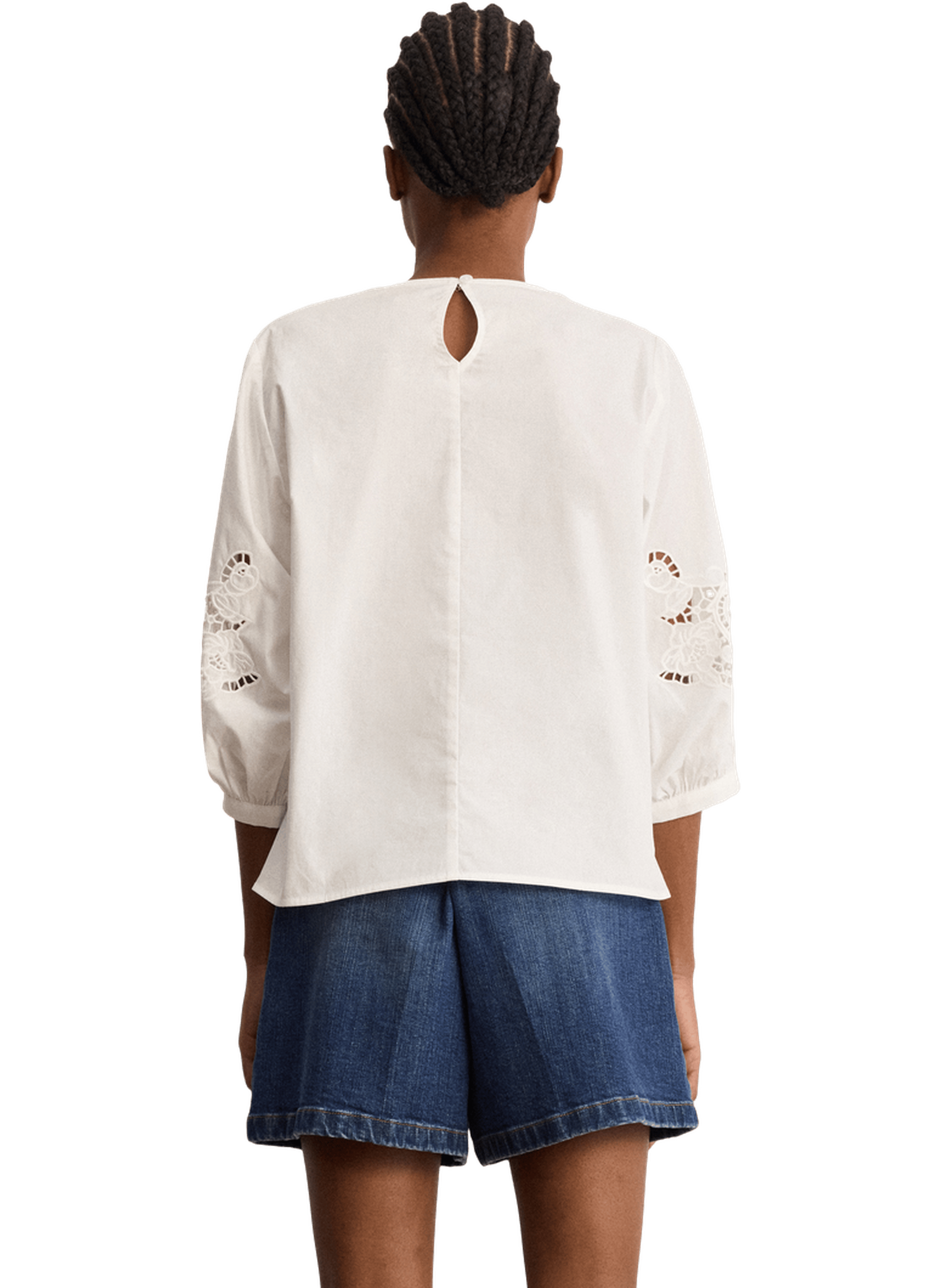 Blouse en coton à broderies - clemence PABLO Blanc