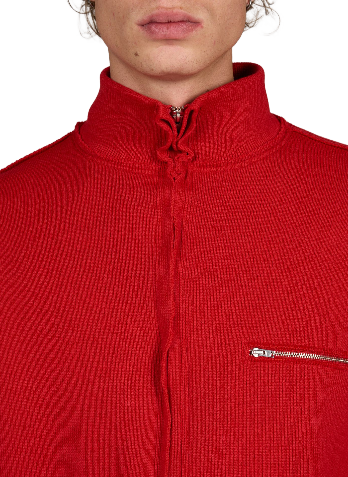 Zip-up high neck vest CAMIEL FORTGENS Red