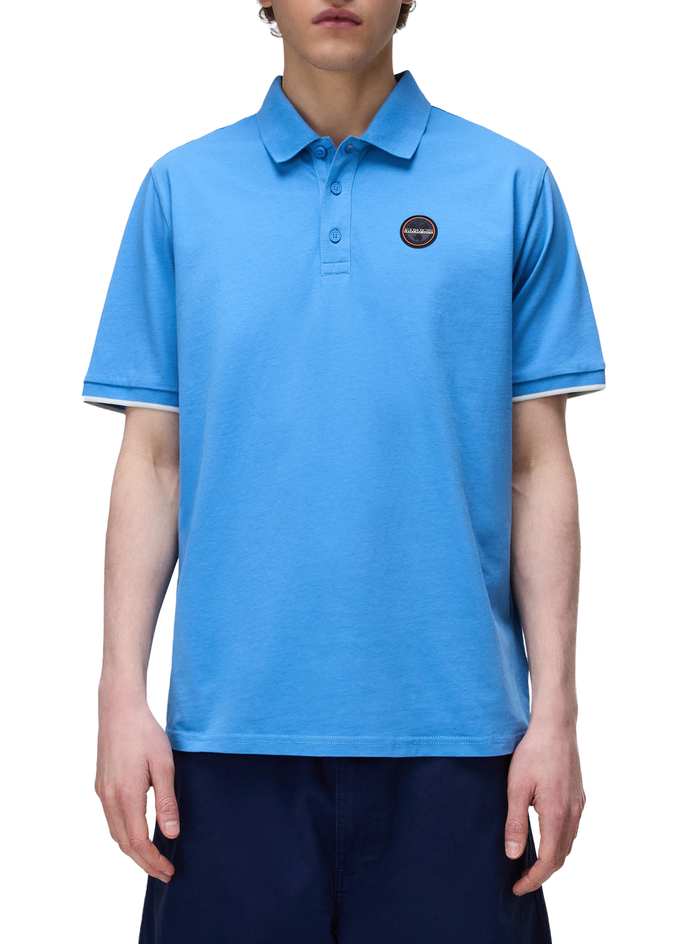 Polo droit à badge en coton  NAPAPIJRI Bleu