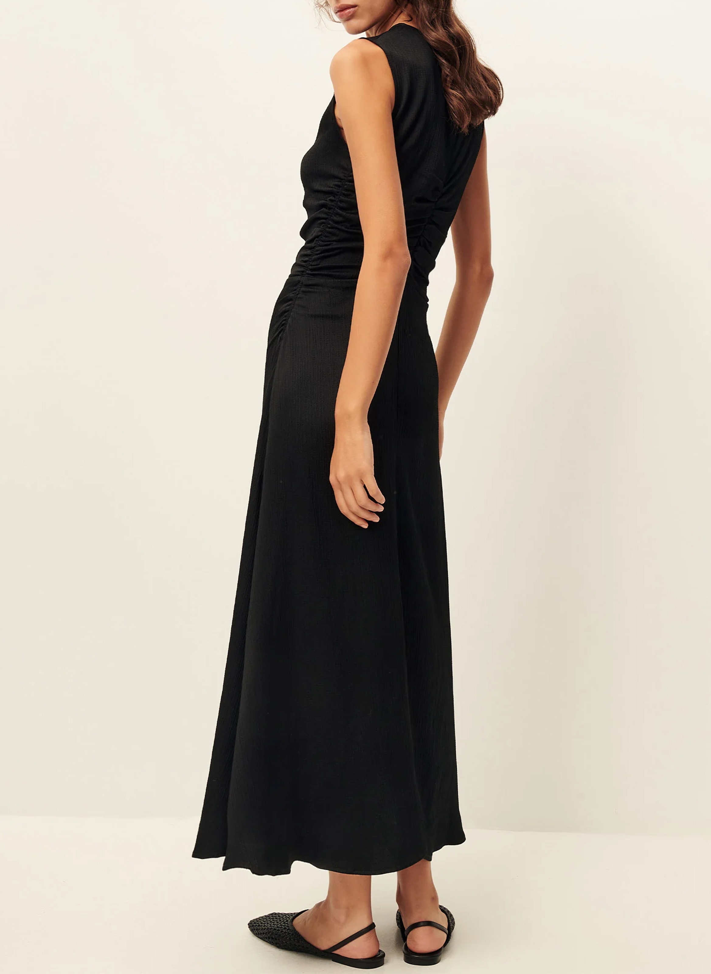 Robe longue col rond froncée hayworth SESSUN Noir
