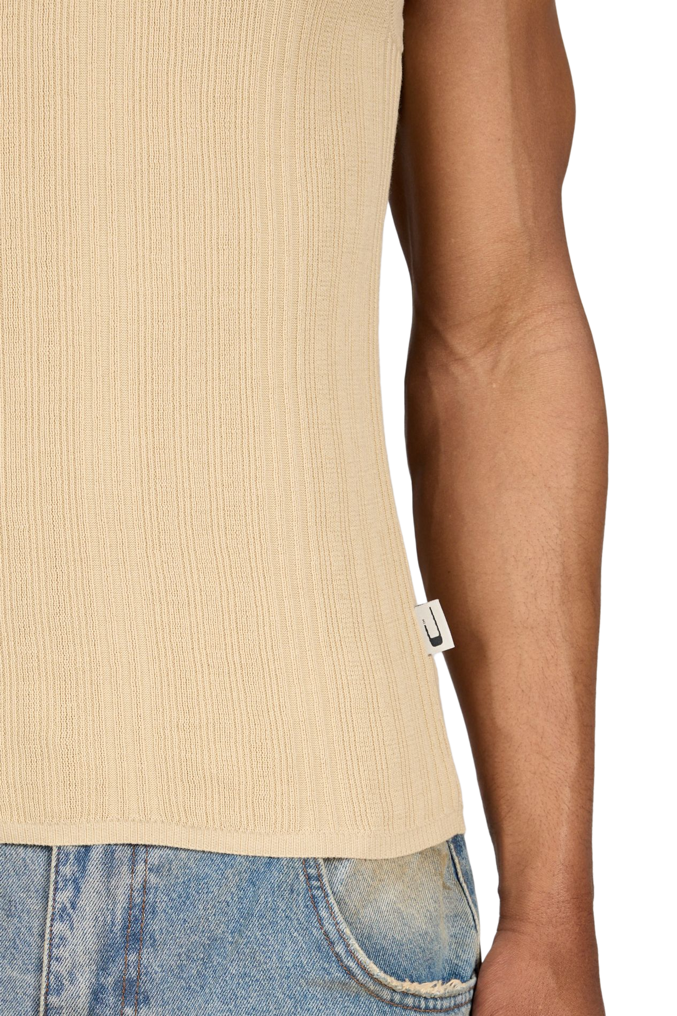 Débardeur côtelé en coton CARRER Beige