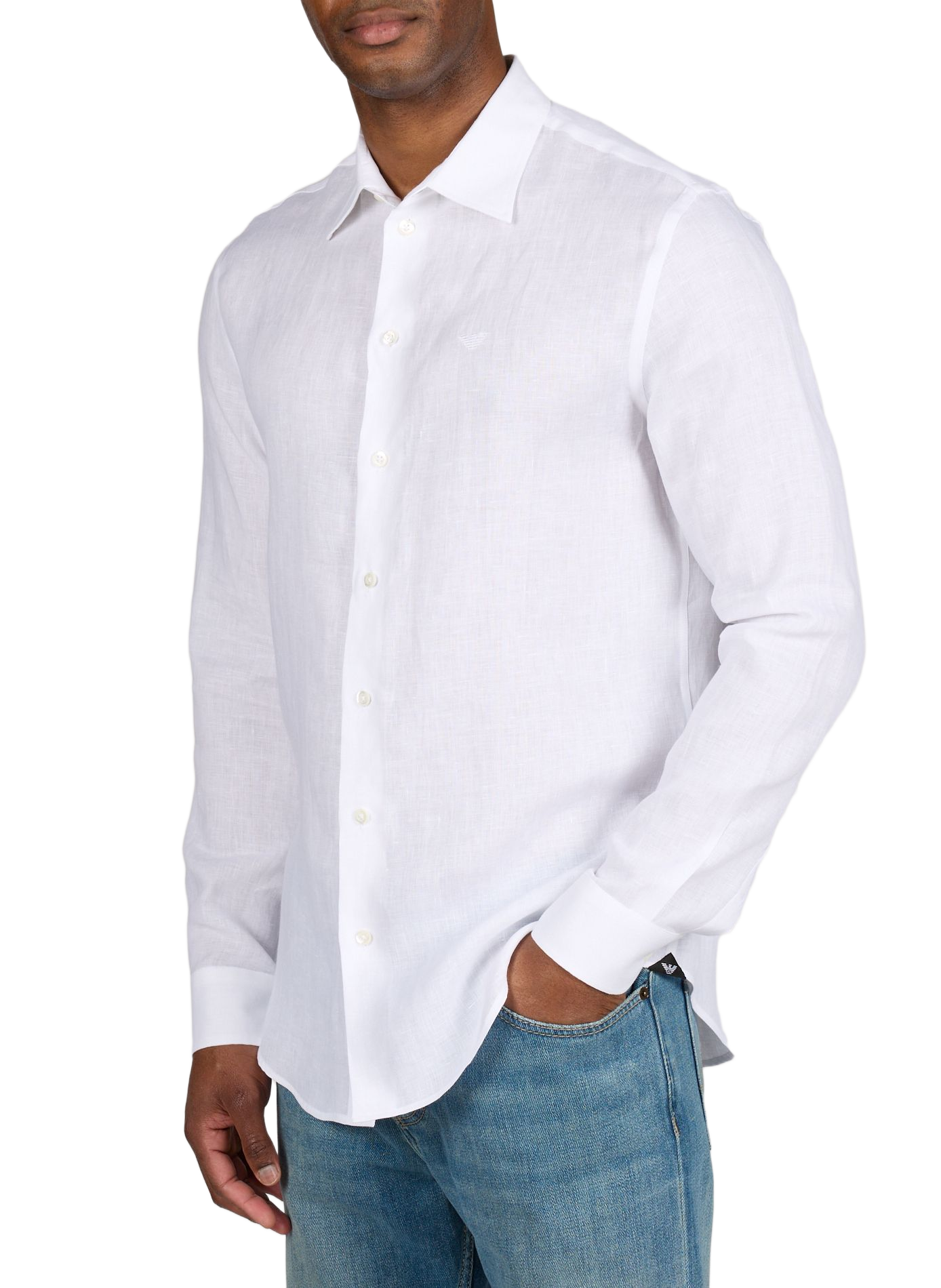 Camicia diritta in puro lino EMPORIO ARMANI Bianco