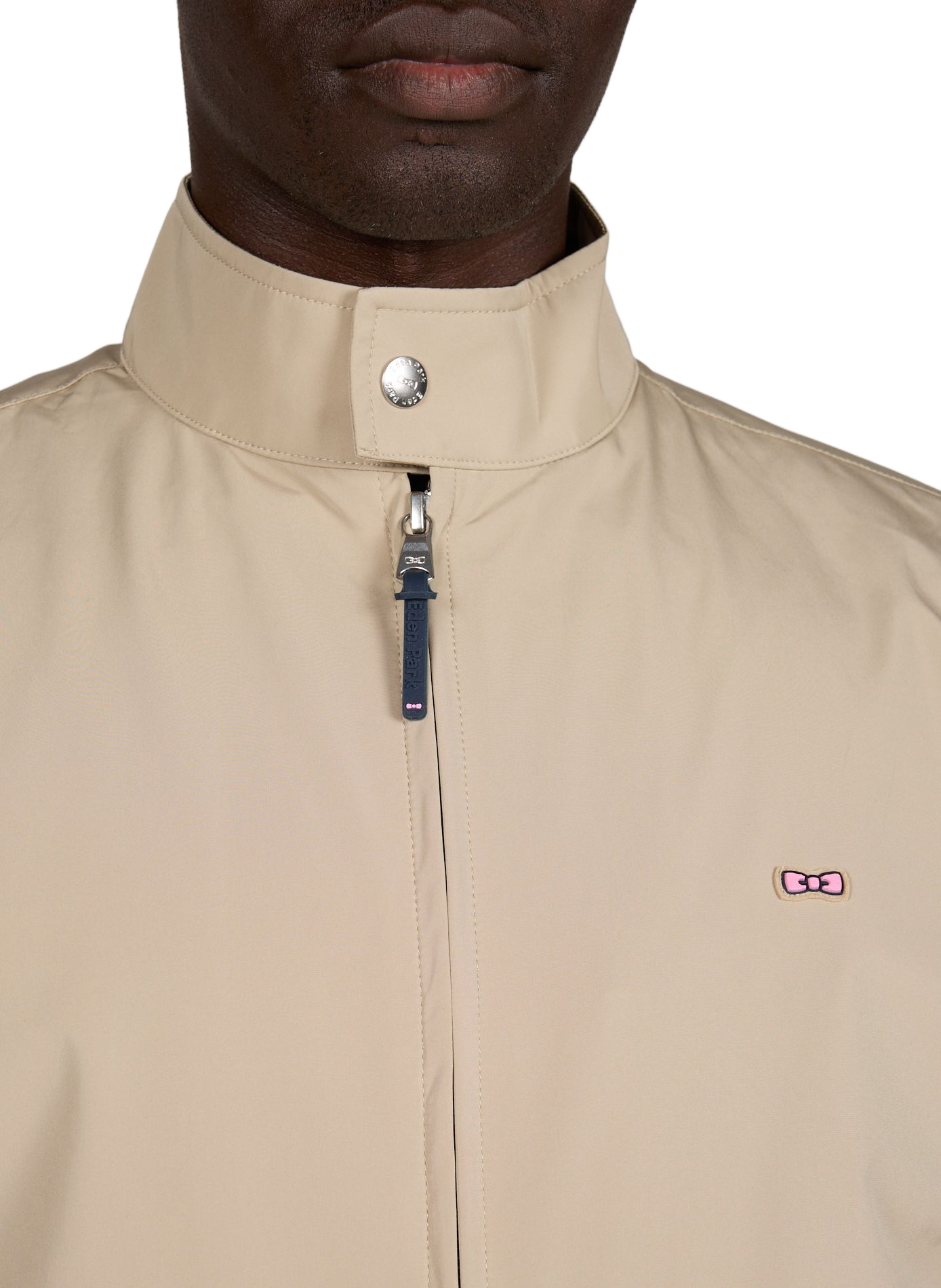 Water-repellent jacket with buttoned collar EDEN PARK Beige