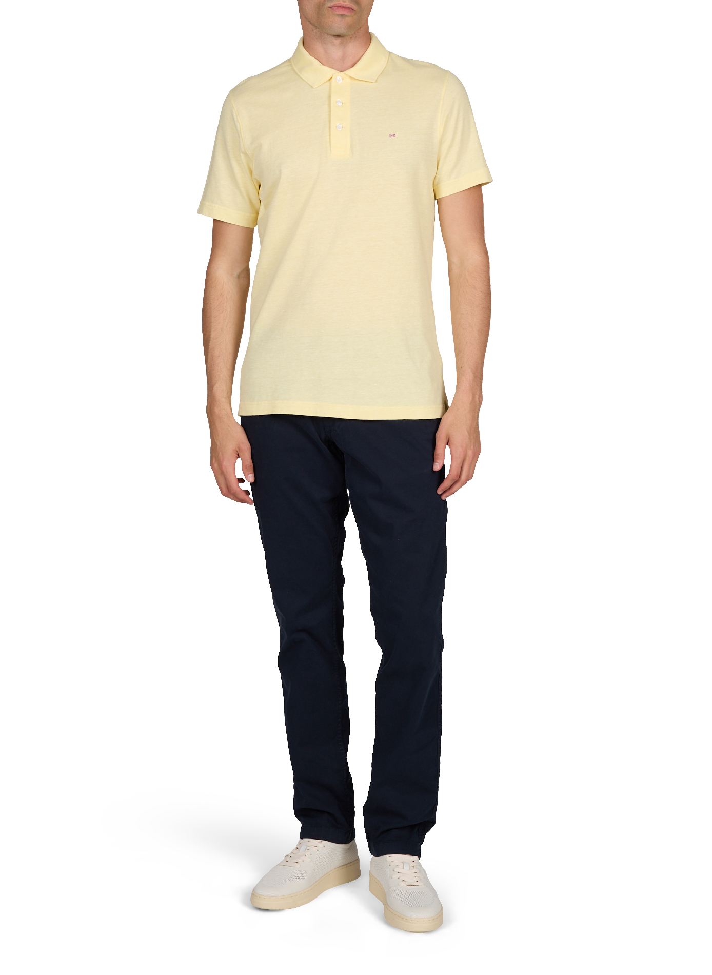 Polo à manches courtes en coton et lin EDEN PARK Jaune