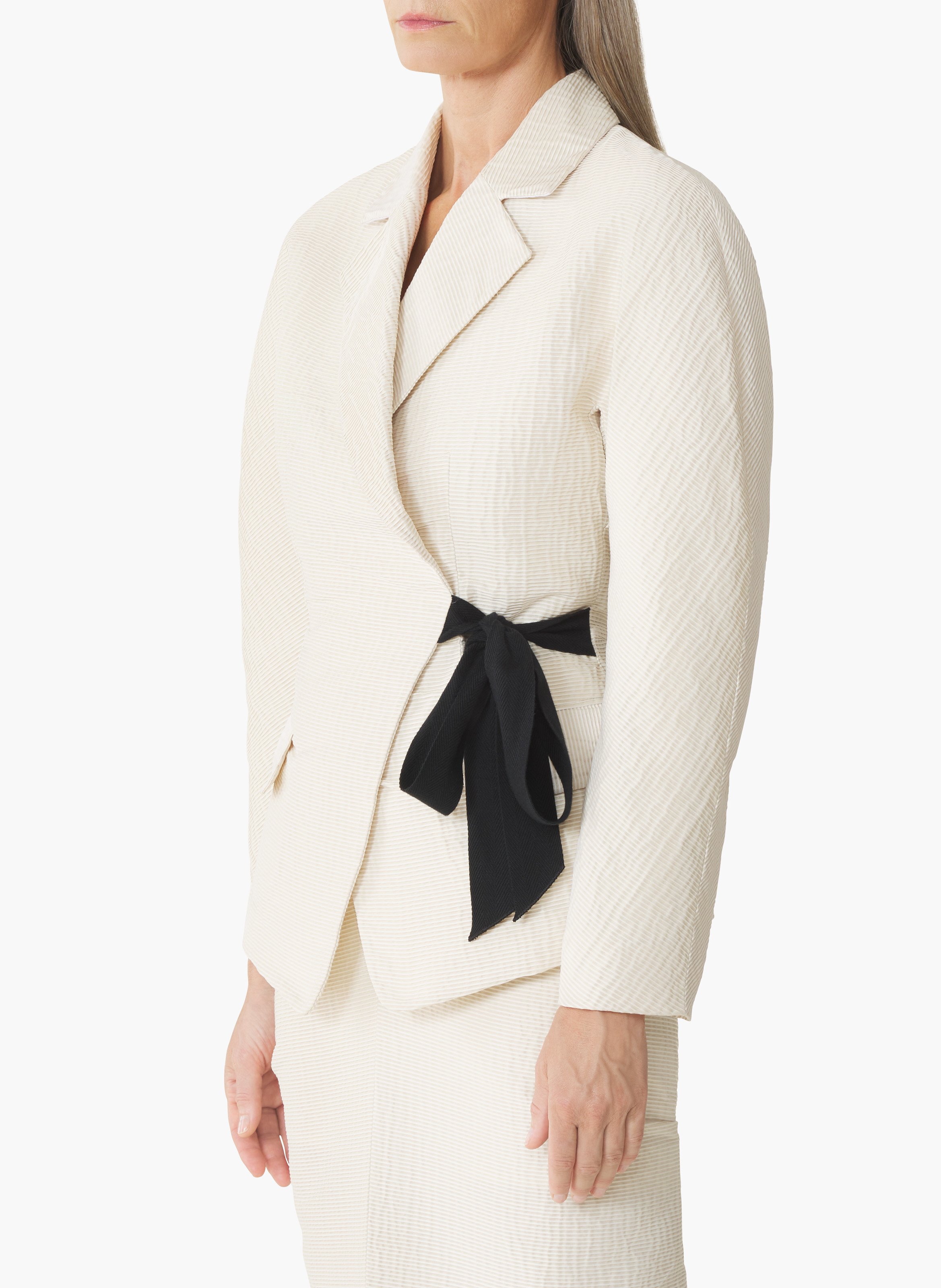 Veste ceinturée en jacquard LANVIN Blanc