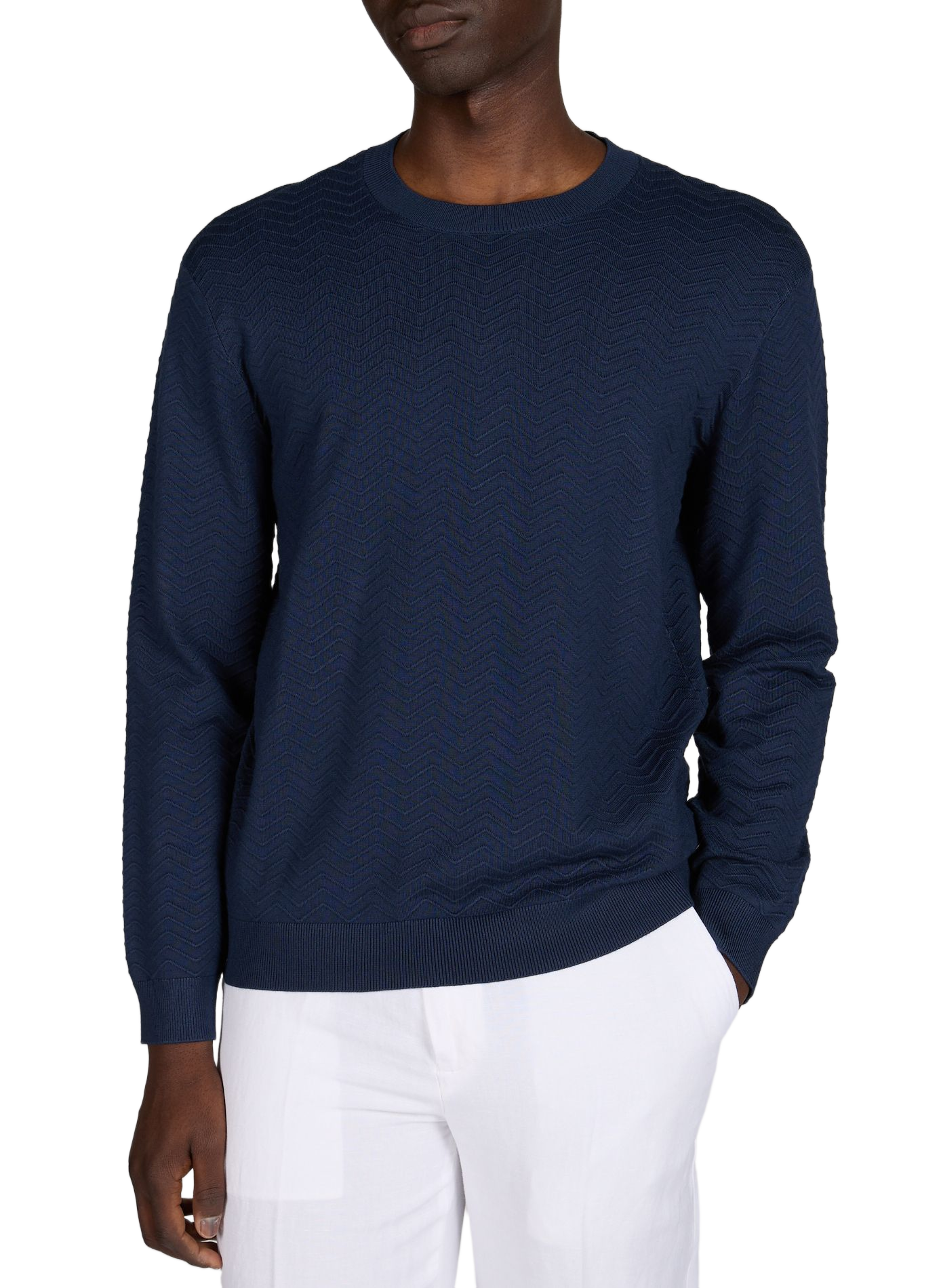 Straight knit sweater in zigzag pattern ARMANI EXCHANGE Blue