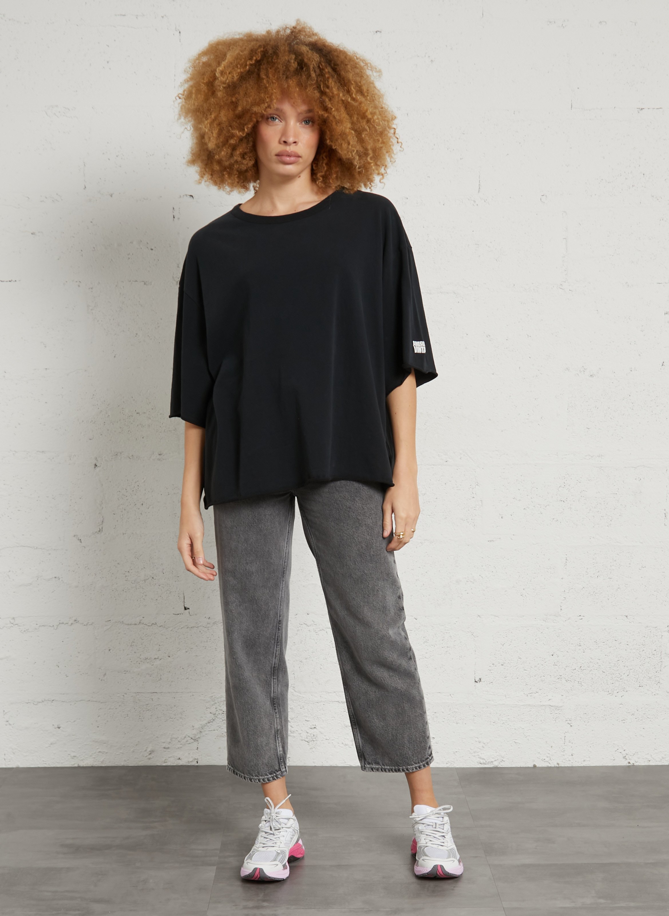 Tee-shirt fluide col rond en coton uni ykobow | Noir AMERICAN VINTAGE Femme