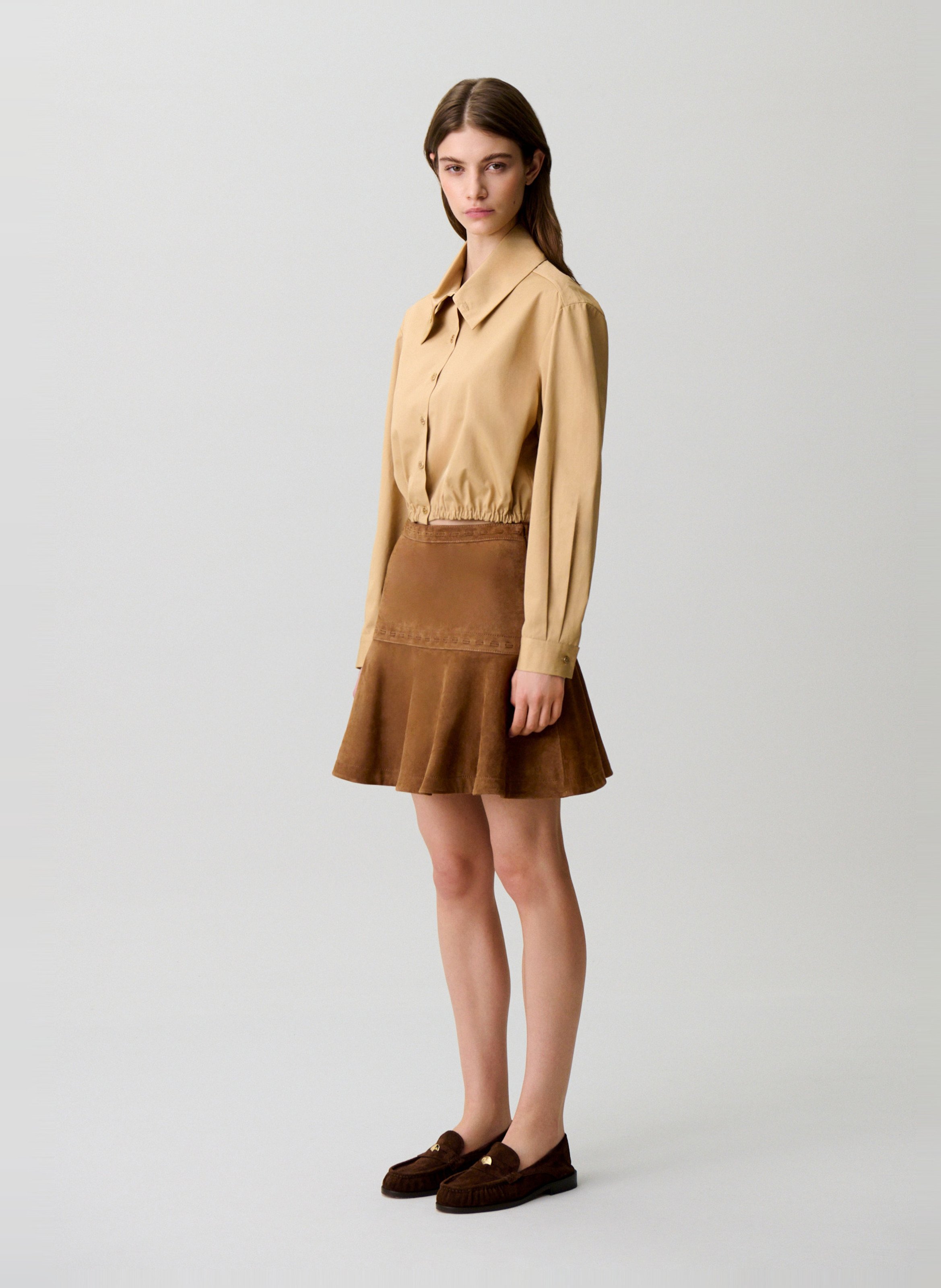 Jupe courte évasée CLAUDIE PIERLOT Marron