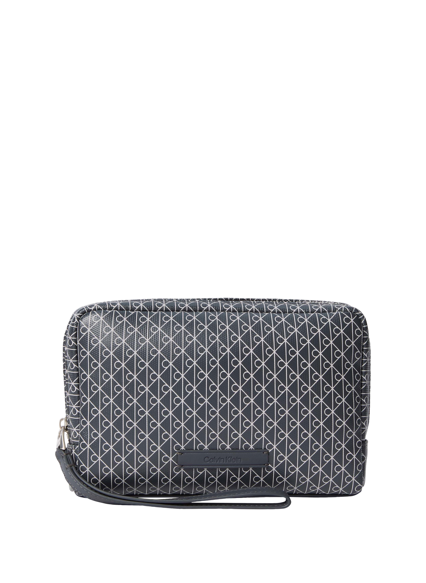 Zippered clutch with logo print CALVIN KLEIN Grey