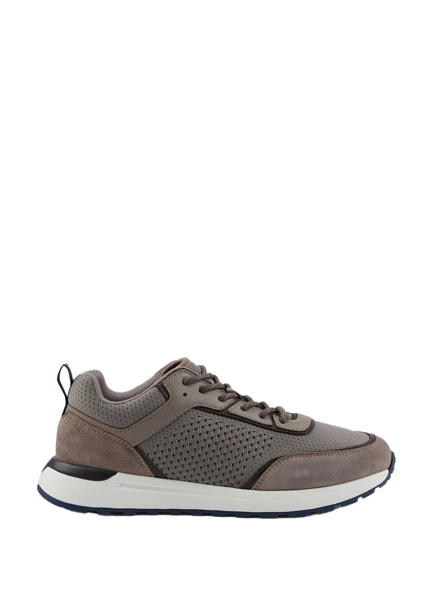 Plain low-top sneakers in mixed leather PAUL & SHARK Grey