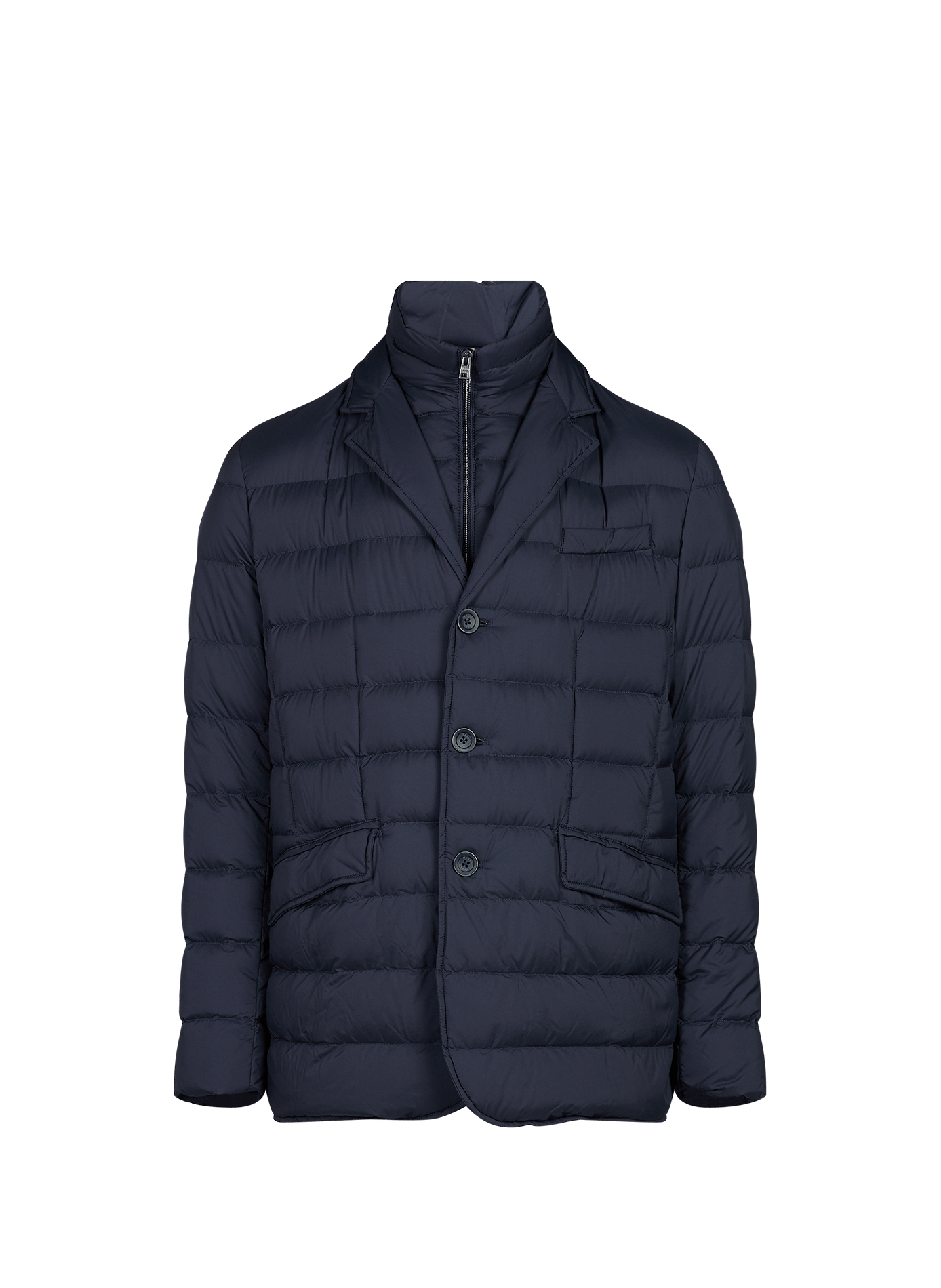 Straight puffer jacket with high neck HERNO Blue