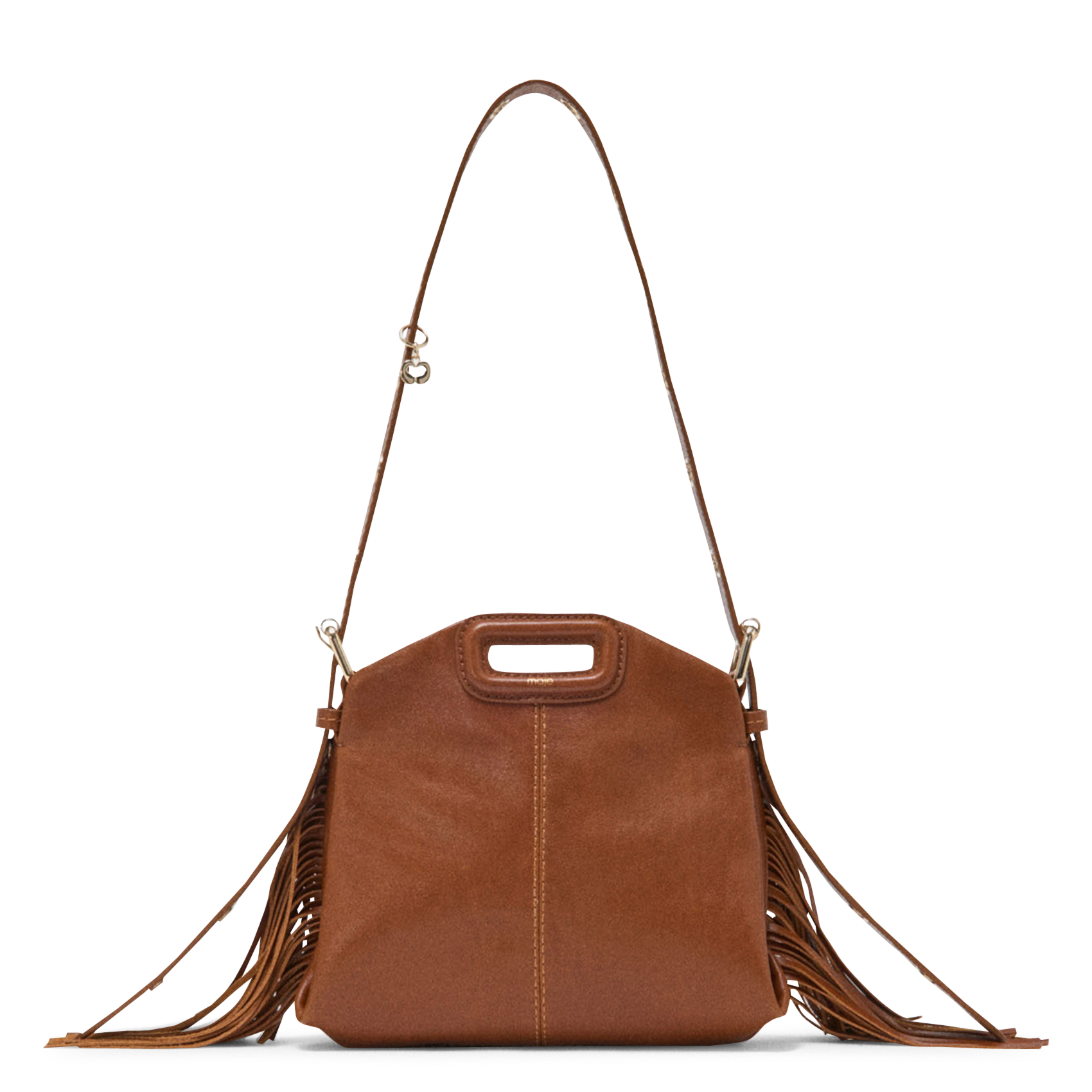 Sac bandoulière en cuir MAJE Marron