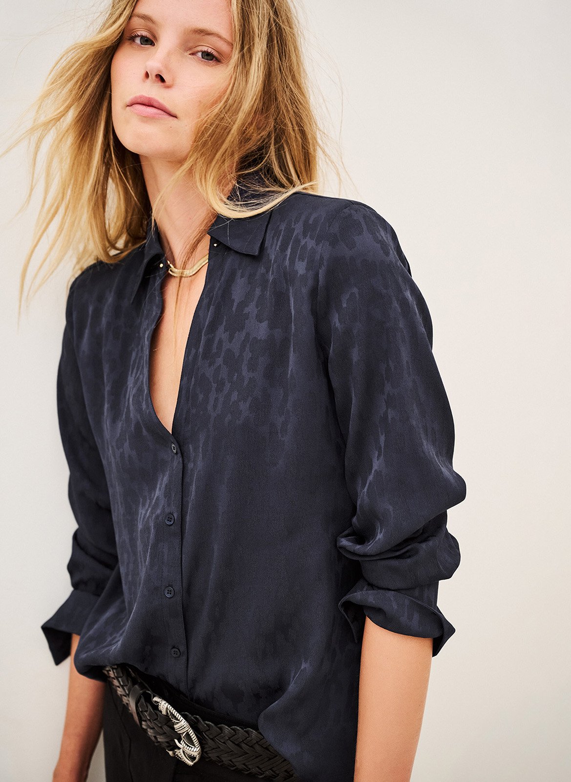 Chemise droite col classique imprimée hetsey BA&SH Bleu