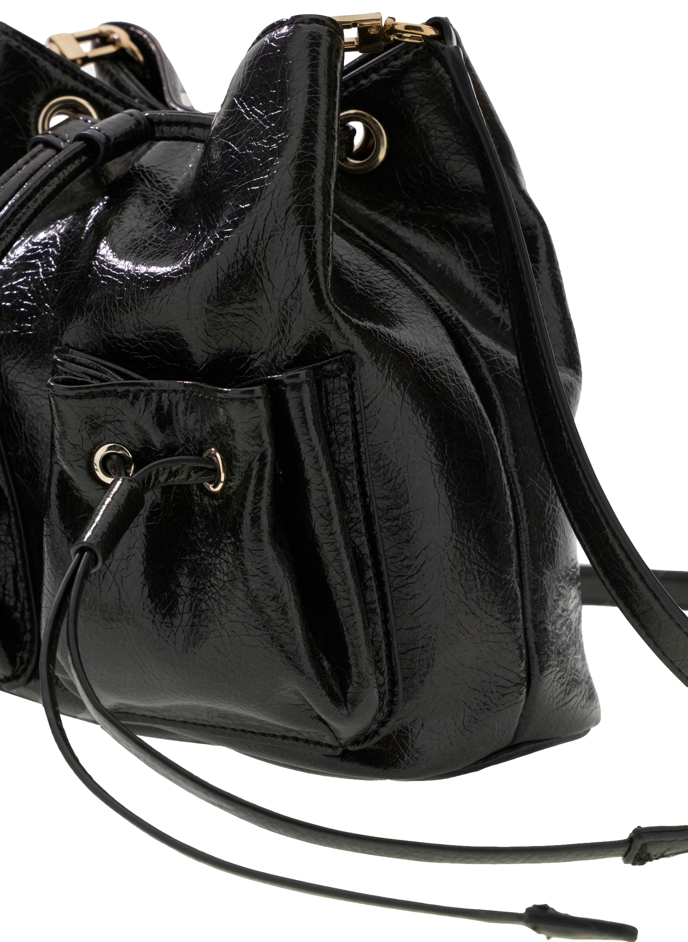 Sac seau effet cuir vernis GUESS Noir