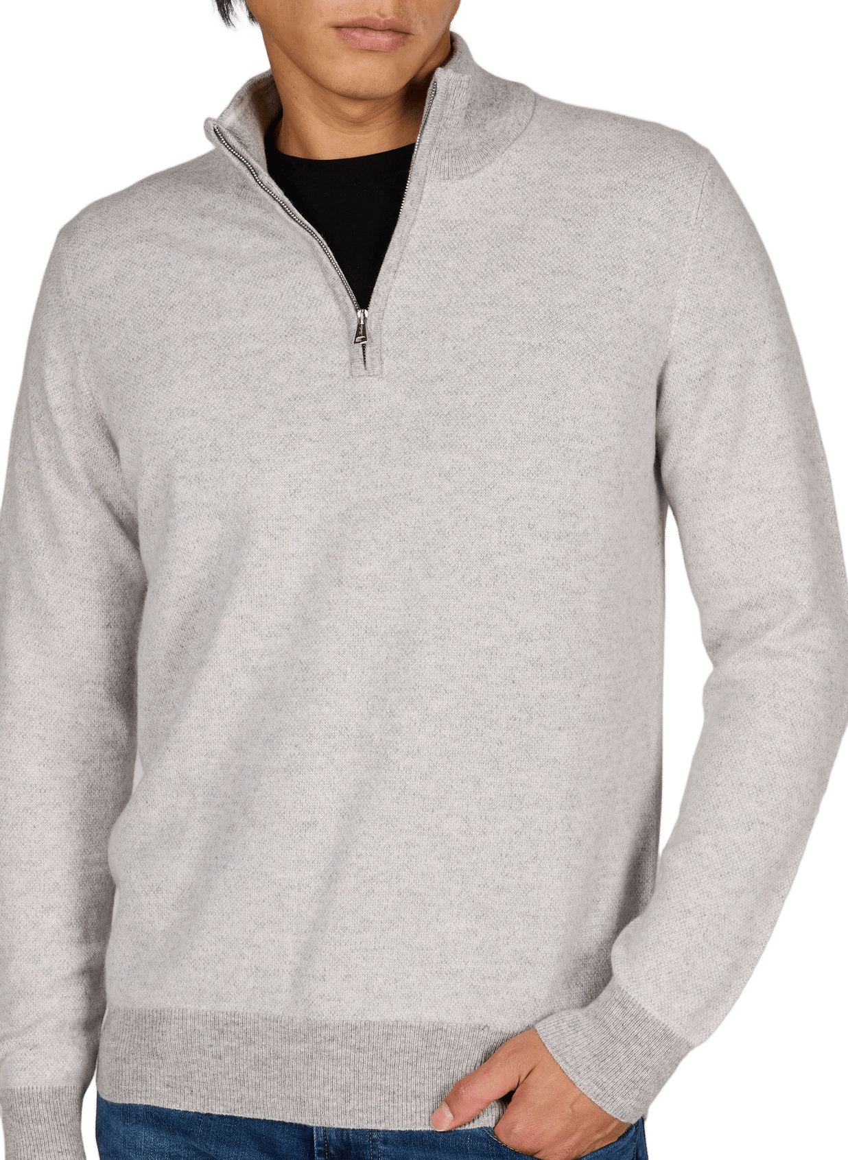 Maglione a collo alto con zip in cachemire AURELIEN Grigio