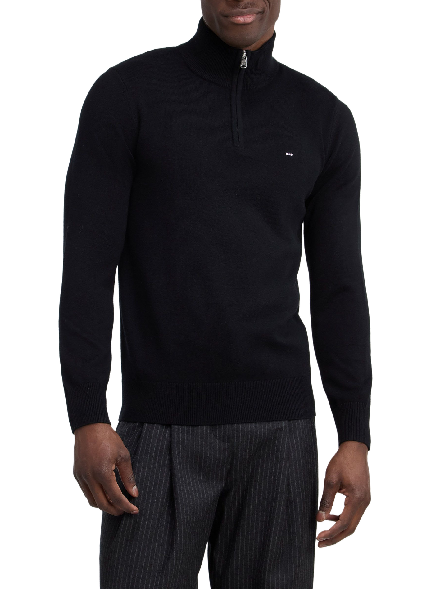 Pull col montant zippée en laine mélangée EDEN PARK Black