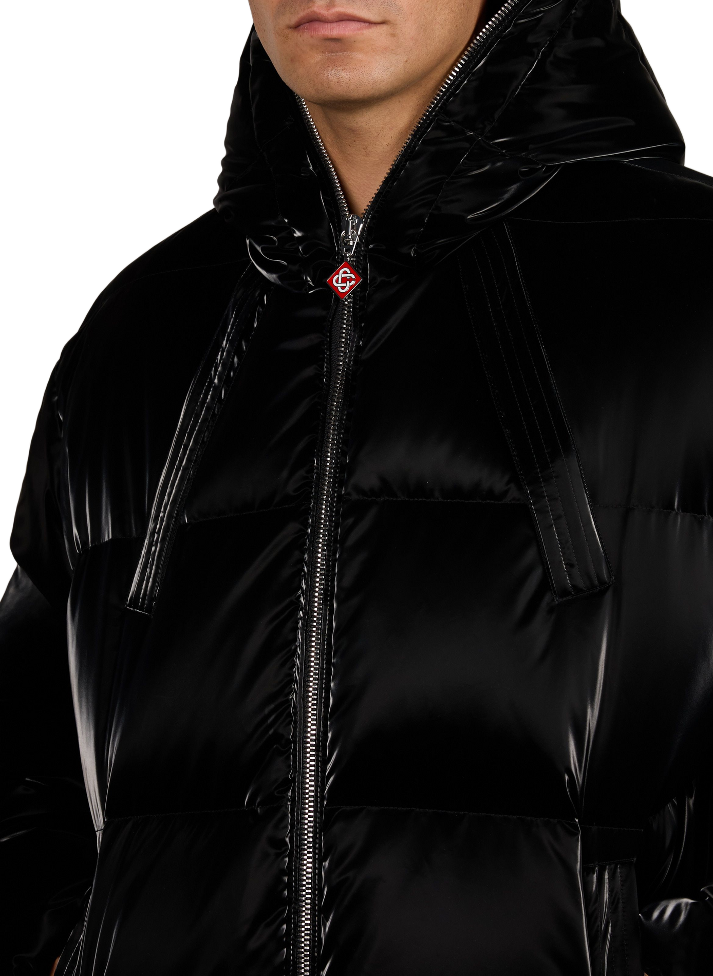 Hooded straight-fit padded jacket CASABLANCA PARIS Black