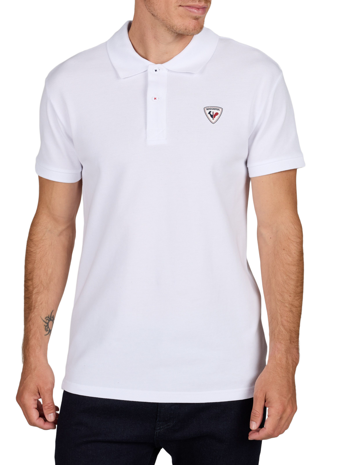 Gerader Polo mit kurzen Ärmeln aus Baumwolle ROSSIGNOL Weiss