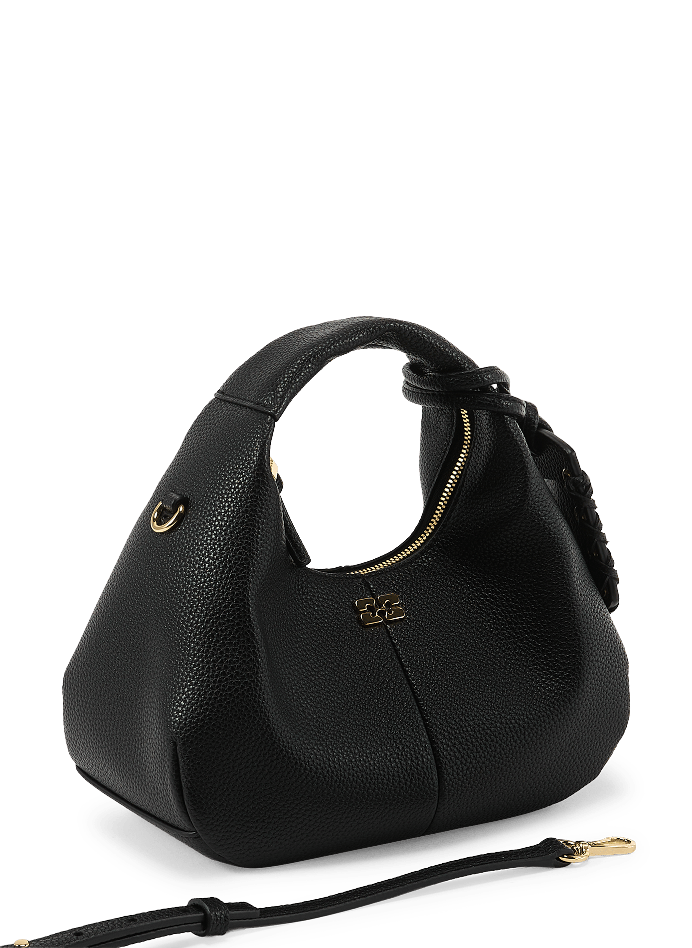 Grained hobo bag GANNI Black