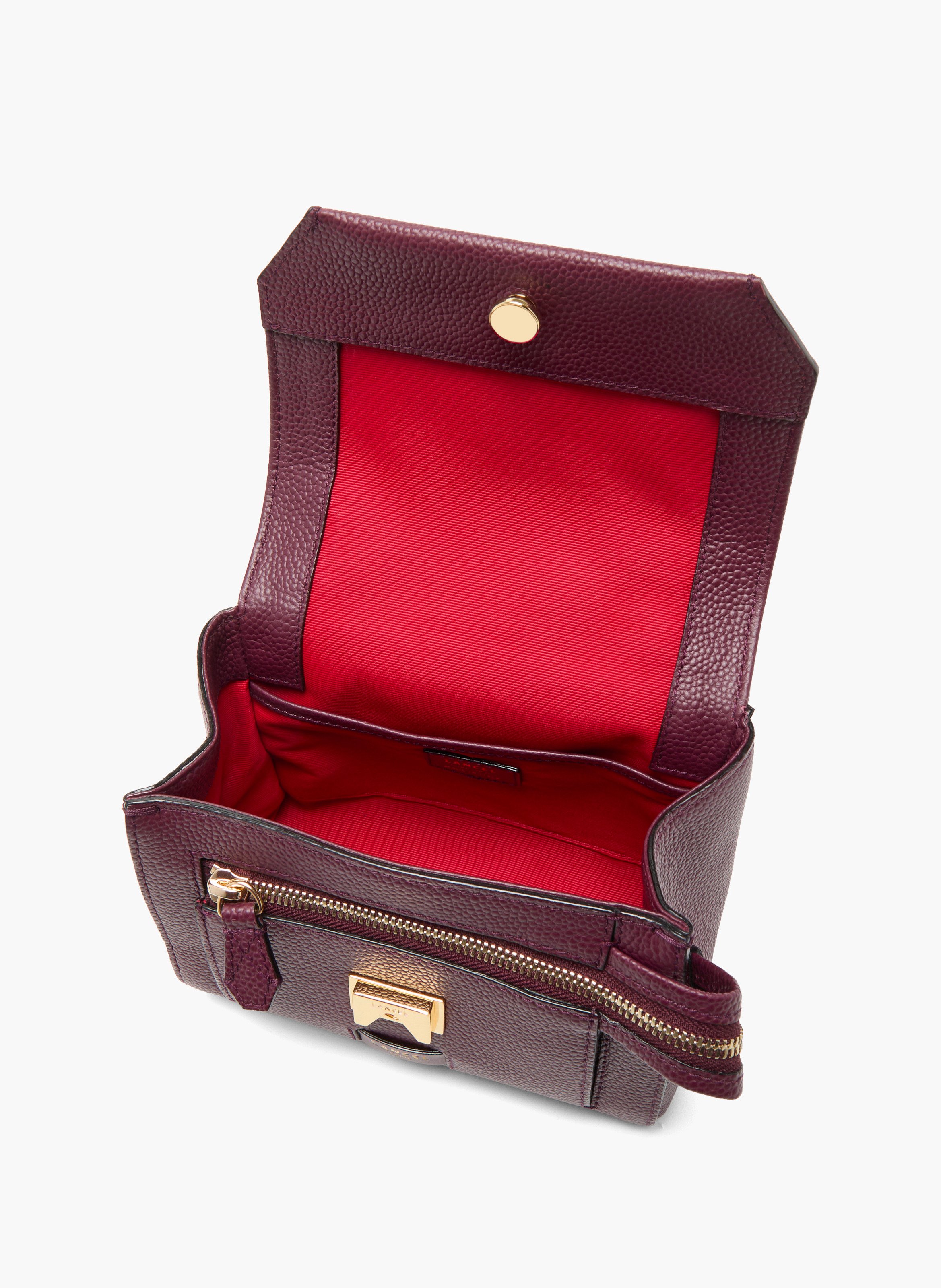 Sac à rabat s - ninon by lancel, cuir de vachette grainé et lisse, cassis/or, 18 x 15 x 8,5 cm. LANCEL Multicolore