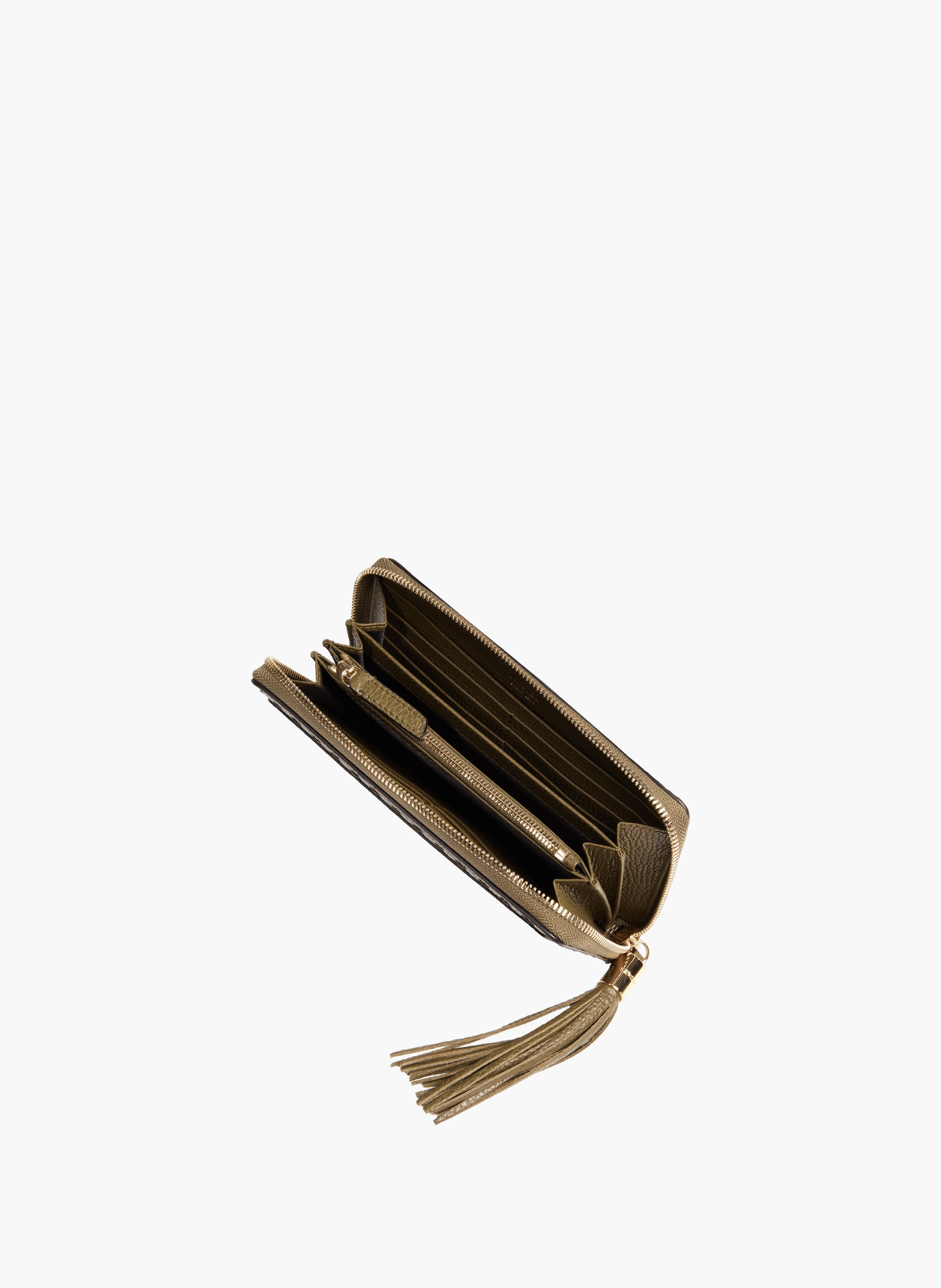 Portefeuille long premier flirt de lancel en kaki foncé, à fermeture éclair tout autour LANCEL Vert