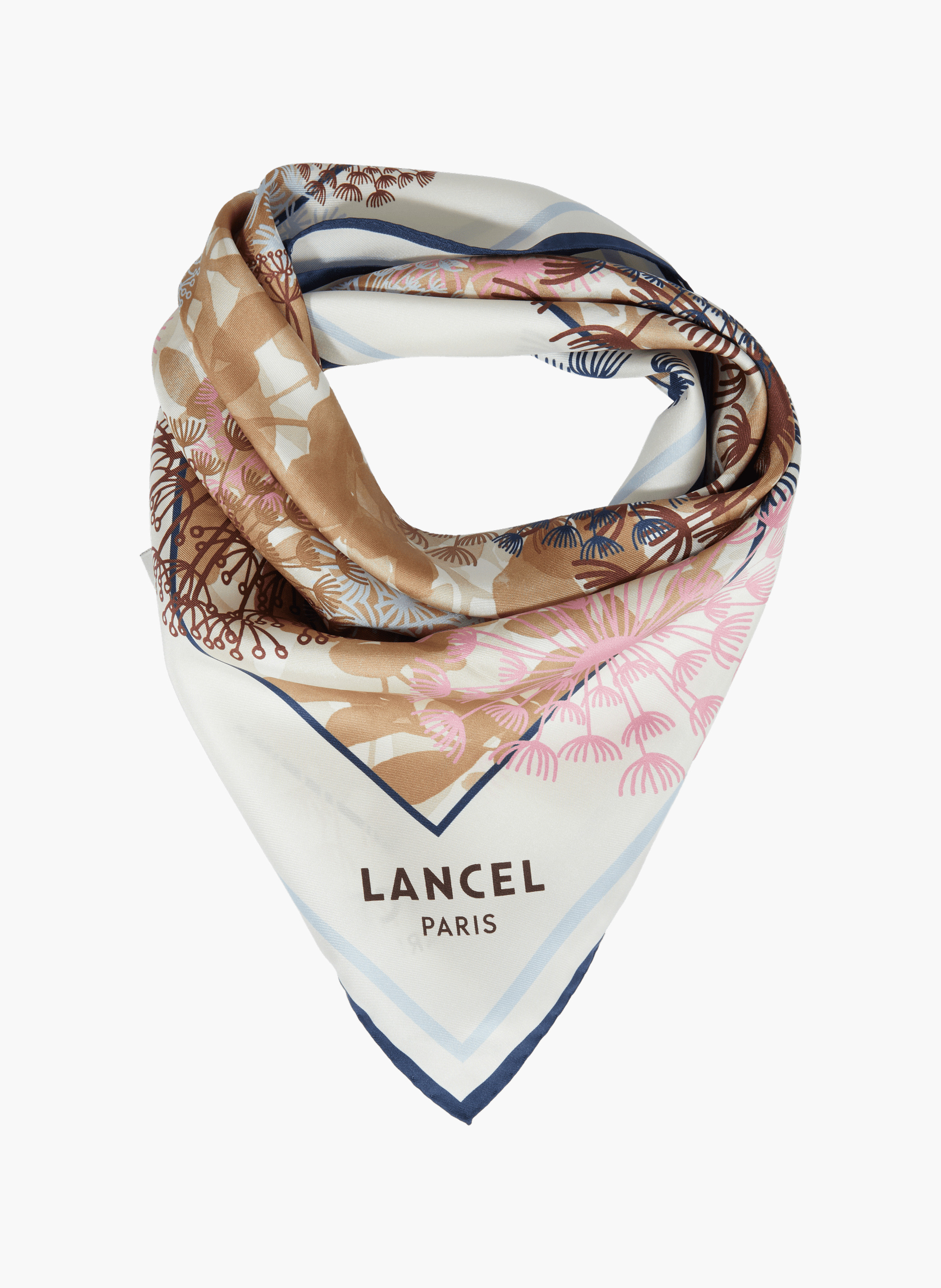 Vierkante sjaal met vuurwerkpatroon in bedrukte zijden twill LANCEL Wit