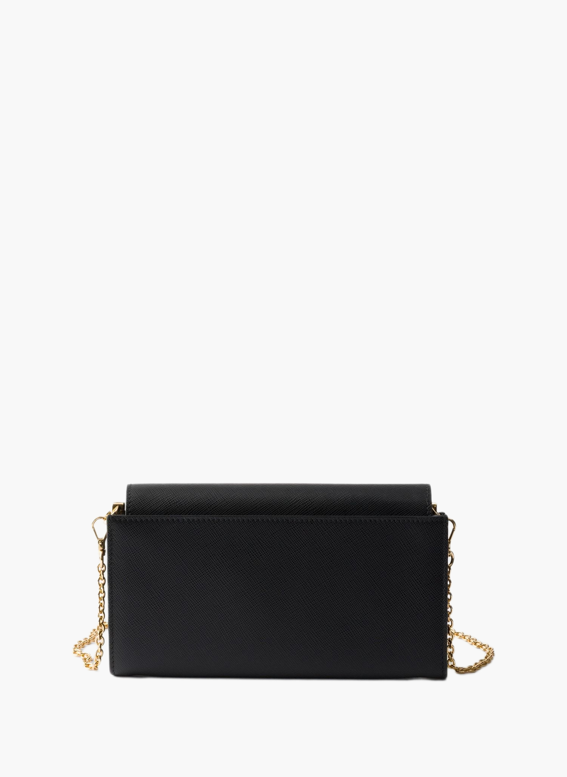 Portefeuille à bandoulière en cuir saffiano PRADA Noir