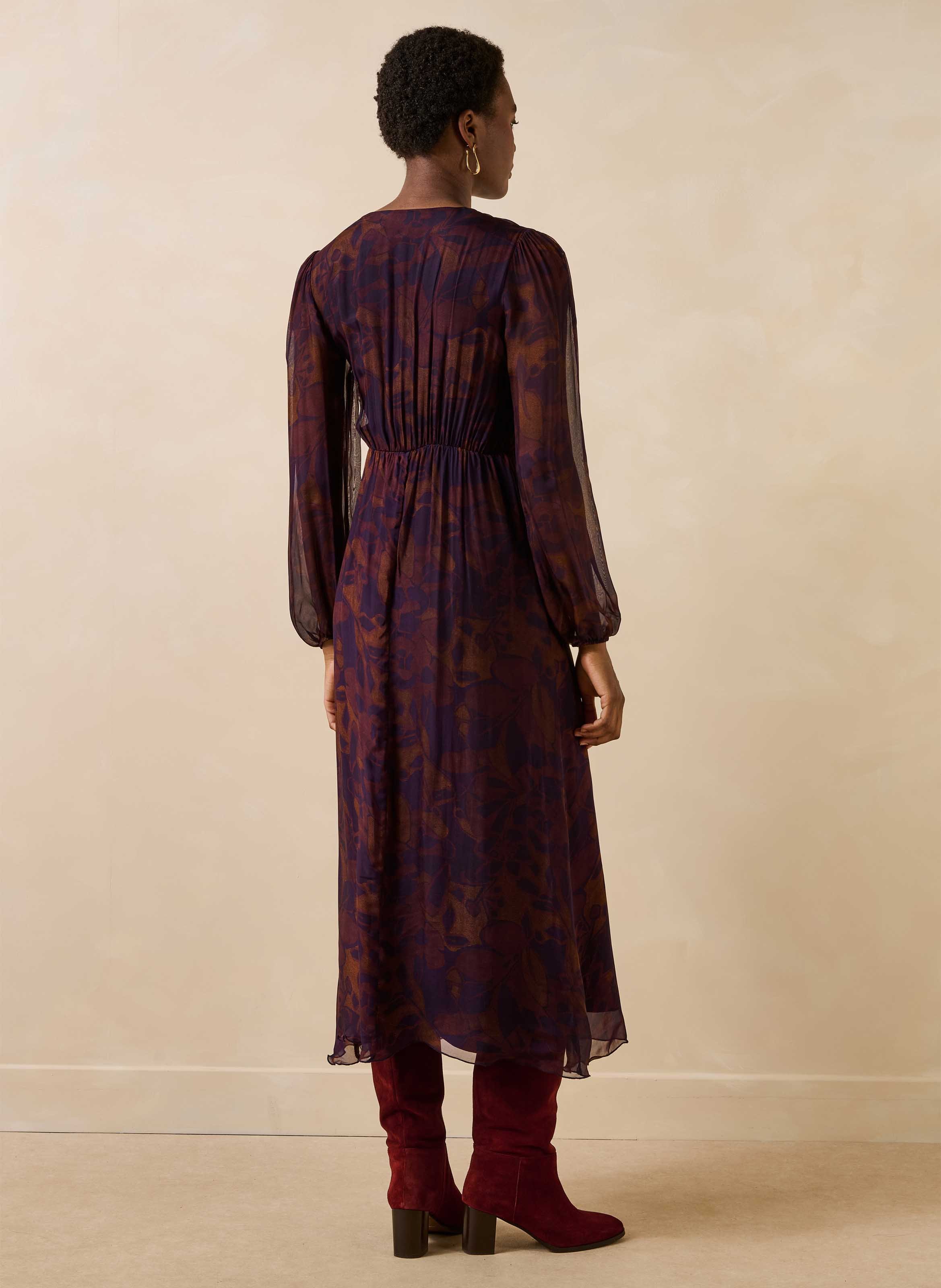 Getailleerde jurk met V-hals en print LA FEE MARABOUTEE Veelkleurig